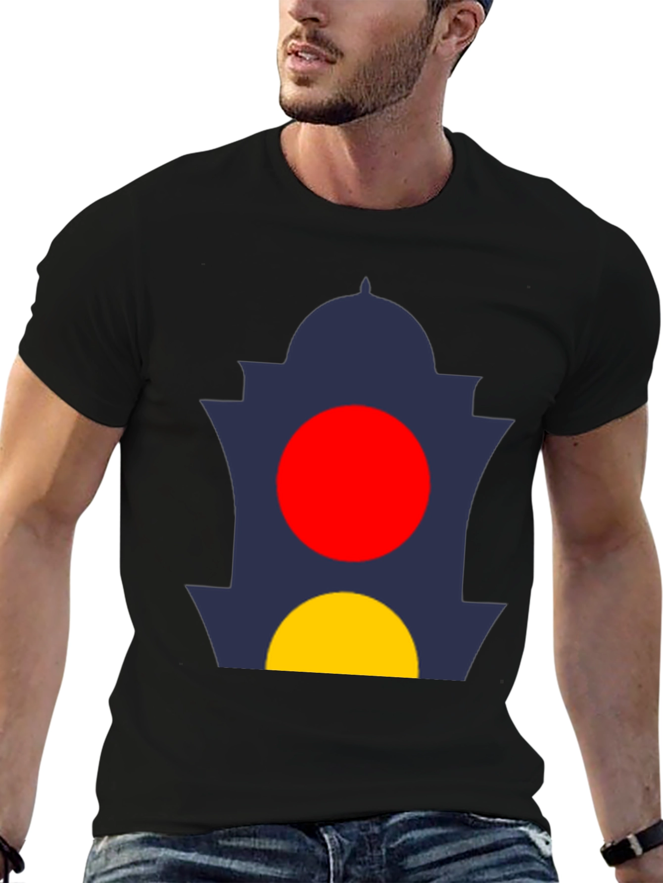 Abstract Design Tee: Graphic Print Black T-Shirt