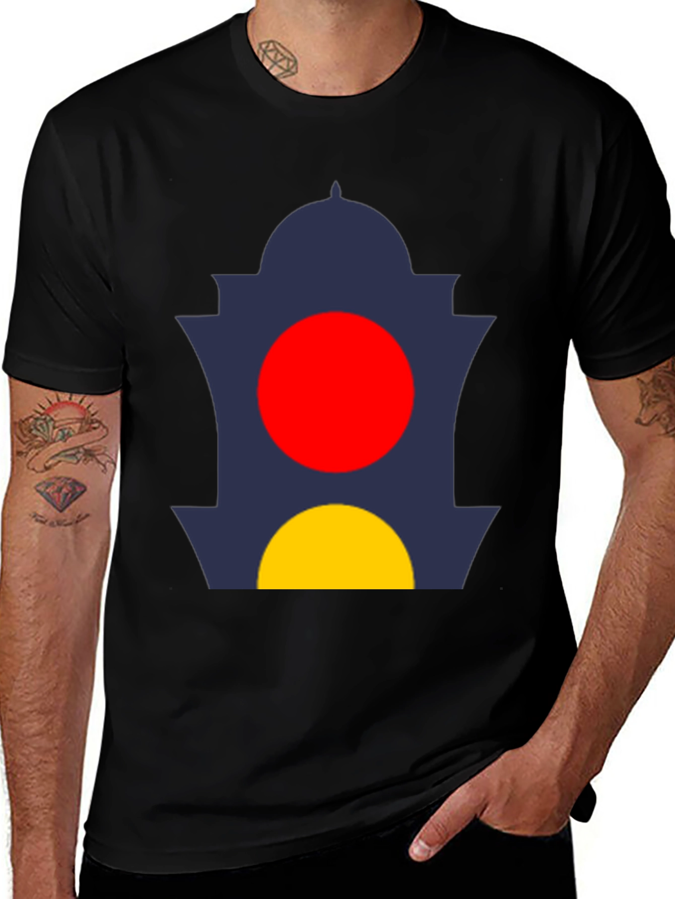 Abstract Design Tee: Graphic Print Black T-Shirt