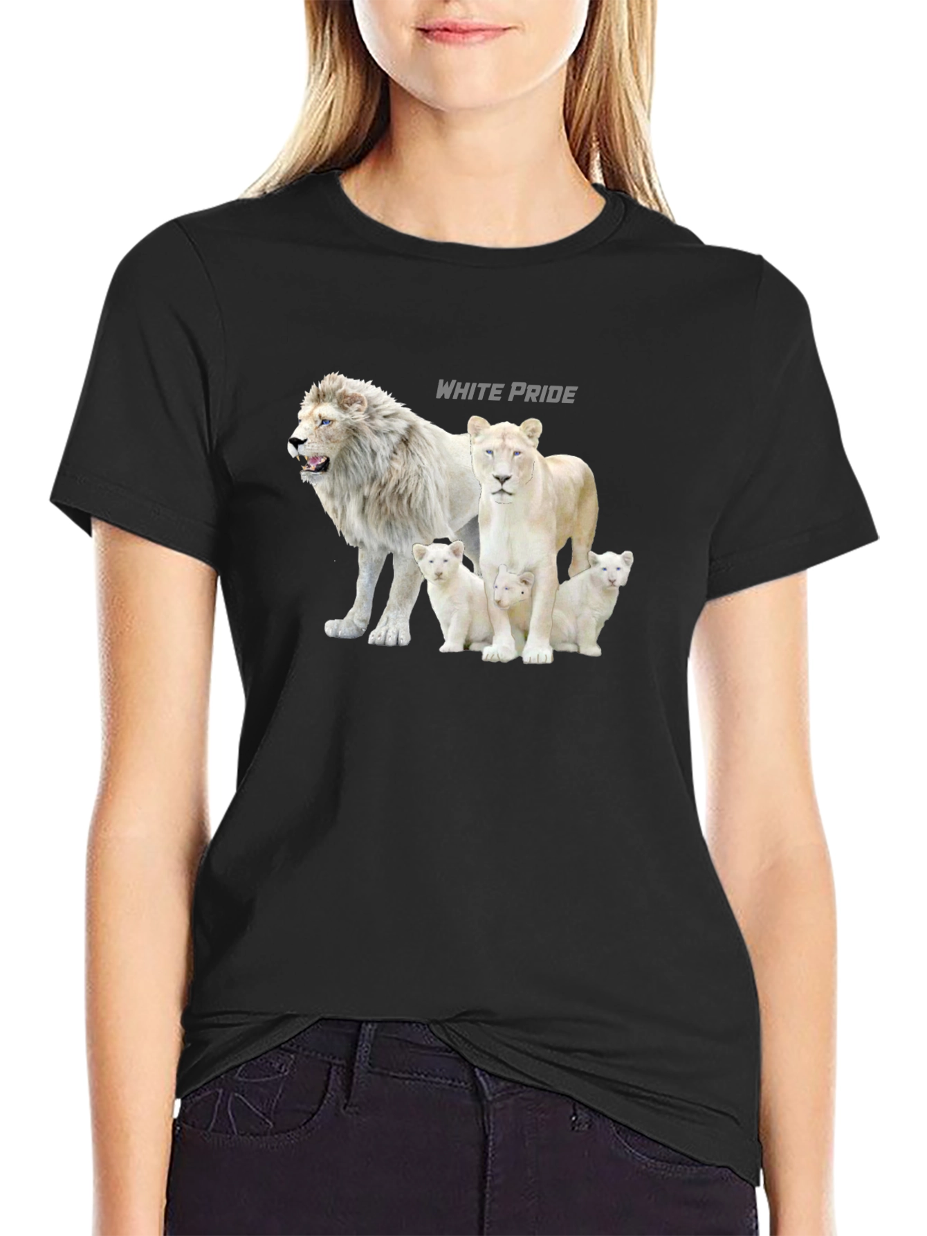 White Pride Lions Graphic T-Shirt
