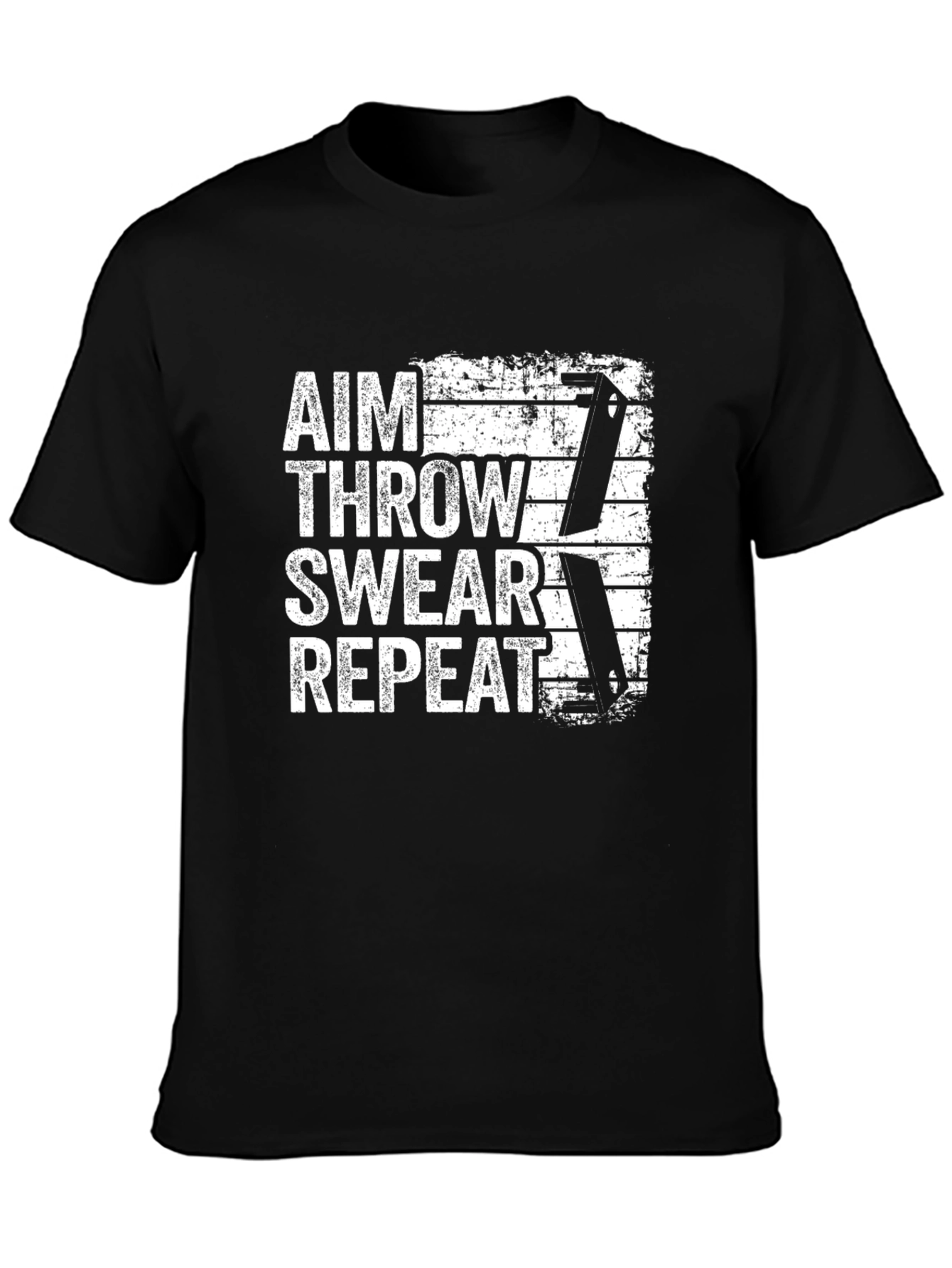 Aim Throw Swear Repeat T-Shirt - Knife Throwing Tee
