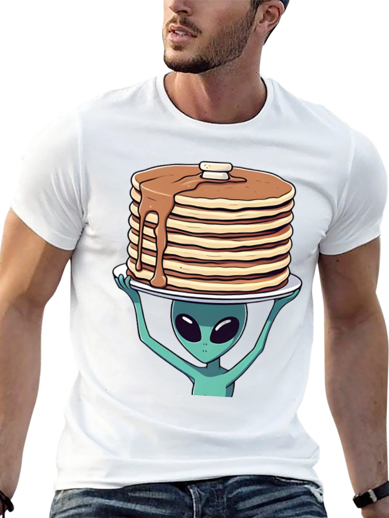 Alien Pancakes T-Shirt - Space Foodie Tee