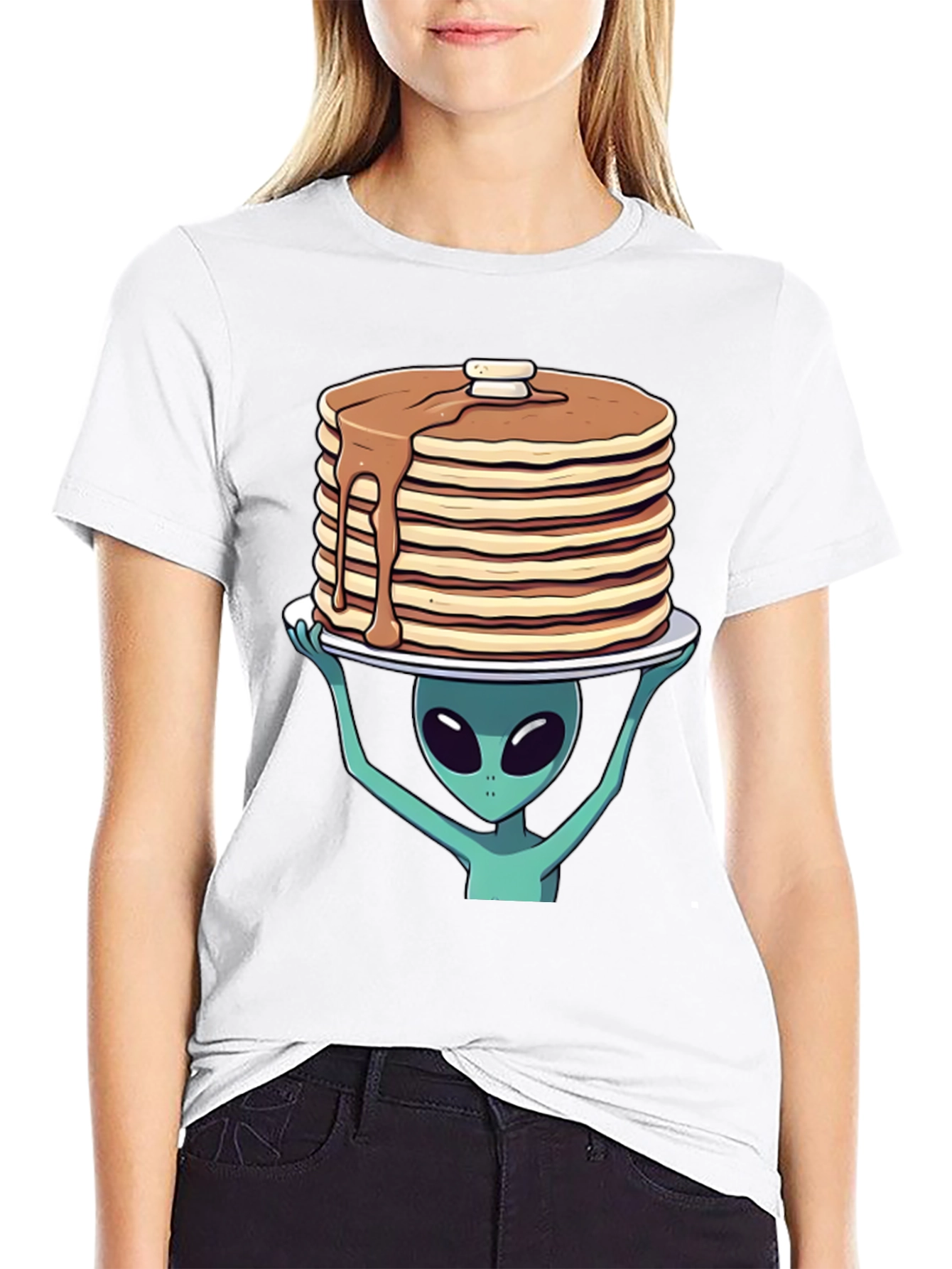 Alien Pancakes T-Shirt - Space Foodie Tee