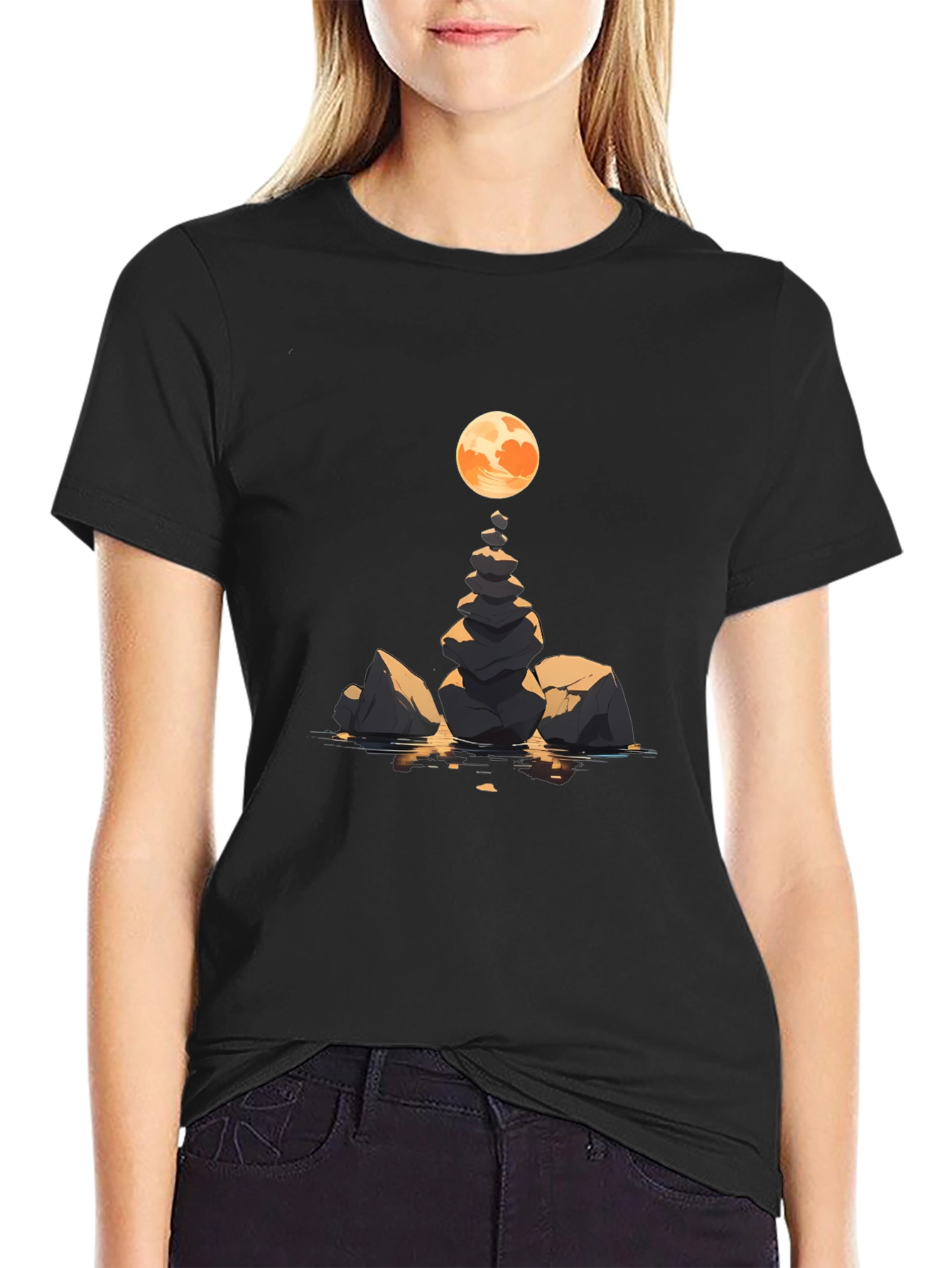 Zen Rock Stack & Moon Graphic Tee