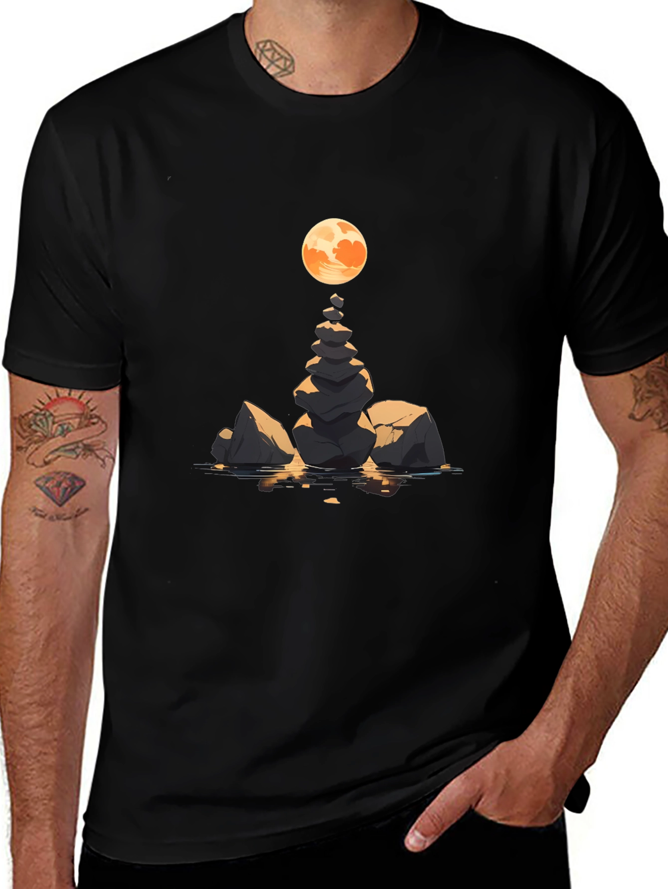 Zen Rock Stack & Moon Graphic Tee