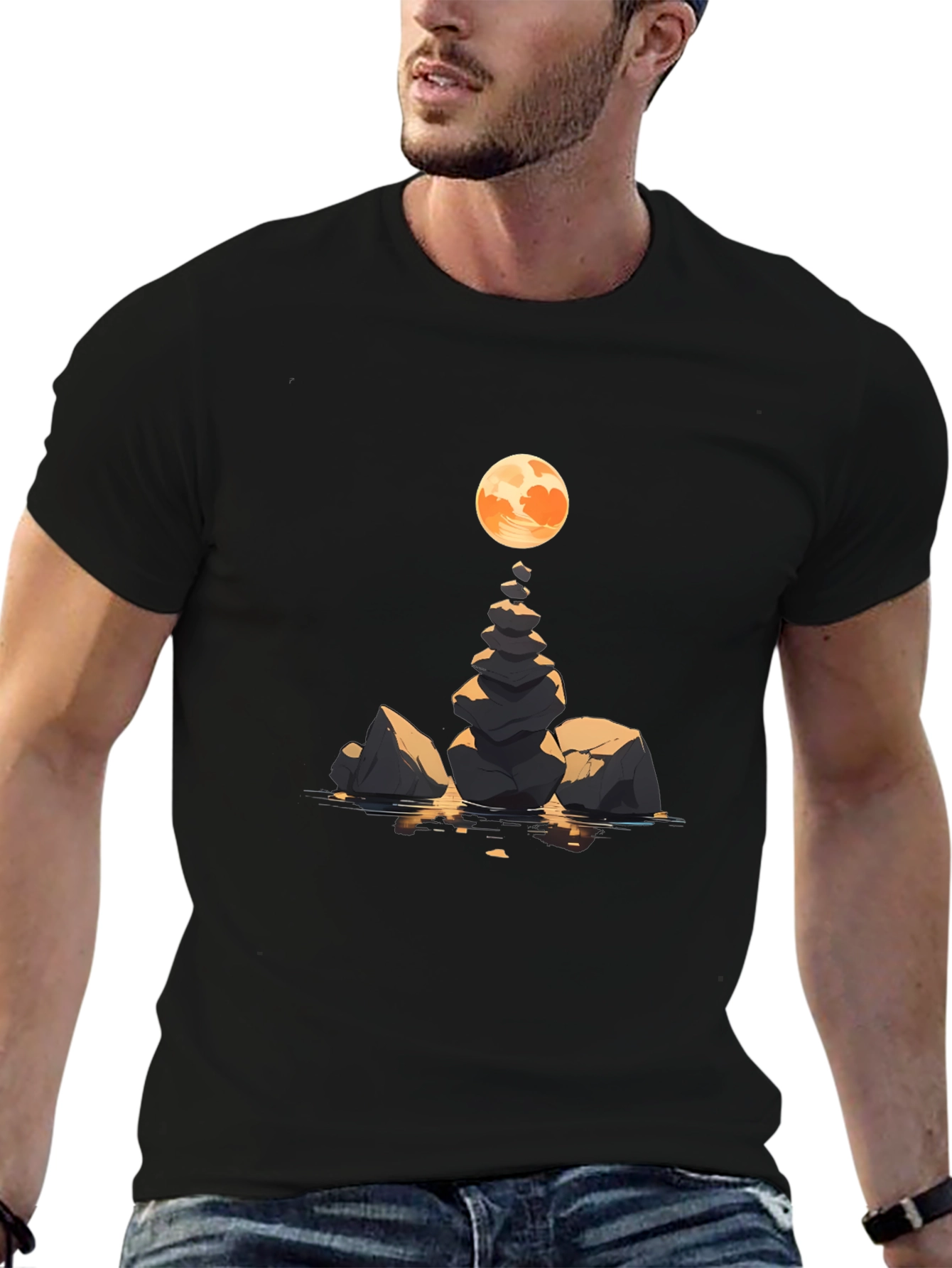 Zen Rock Stack & Moon Graphic Tee