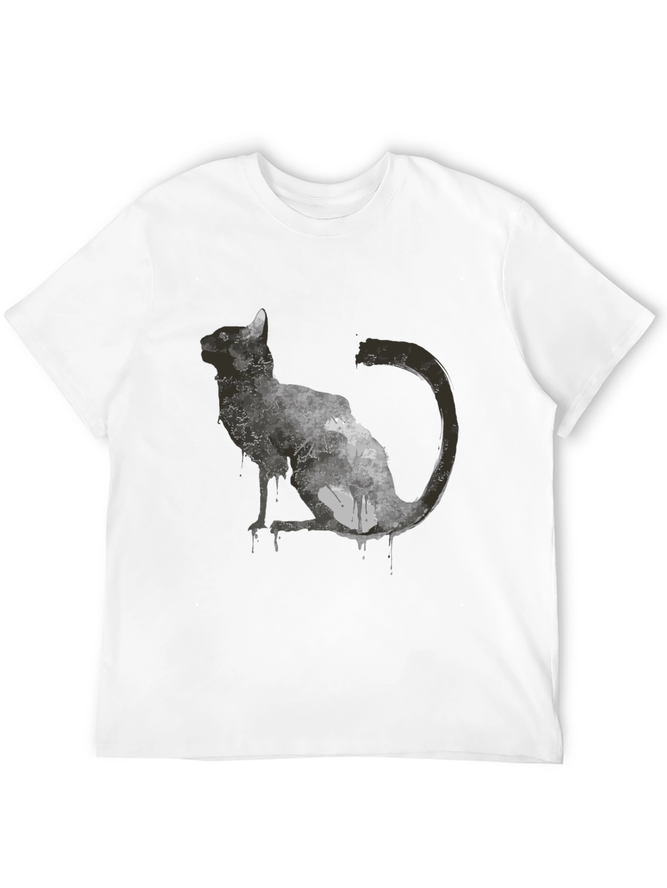 Abstract Cat Graphic T-Shirt - Black