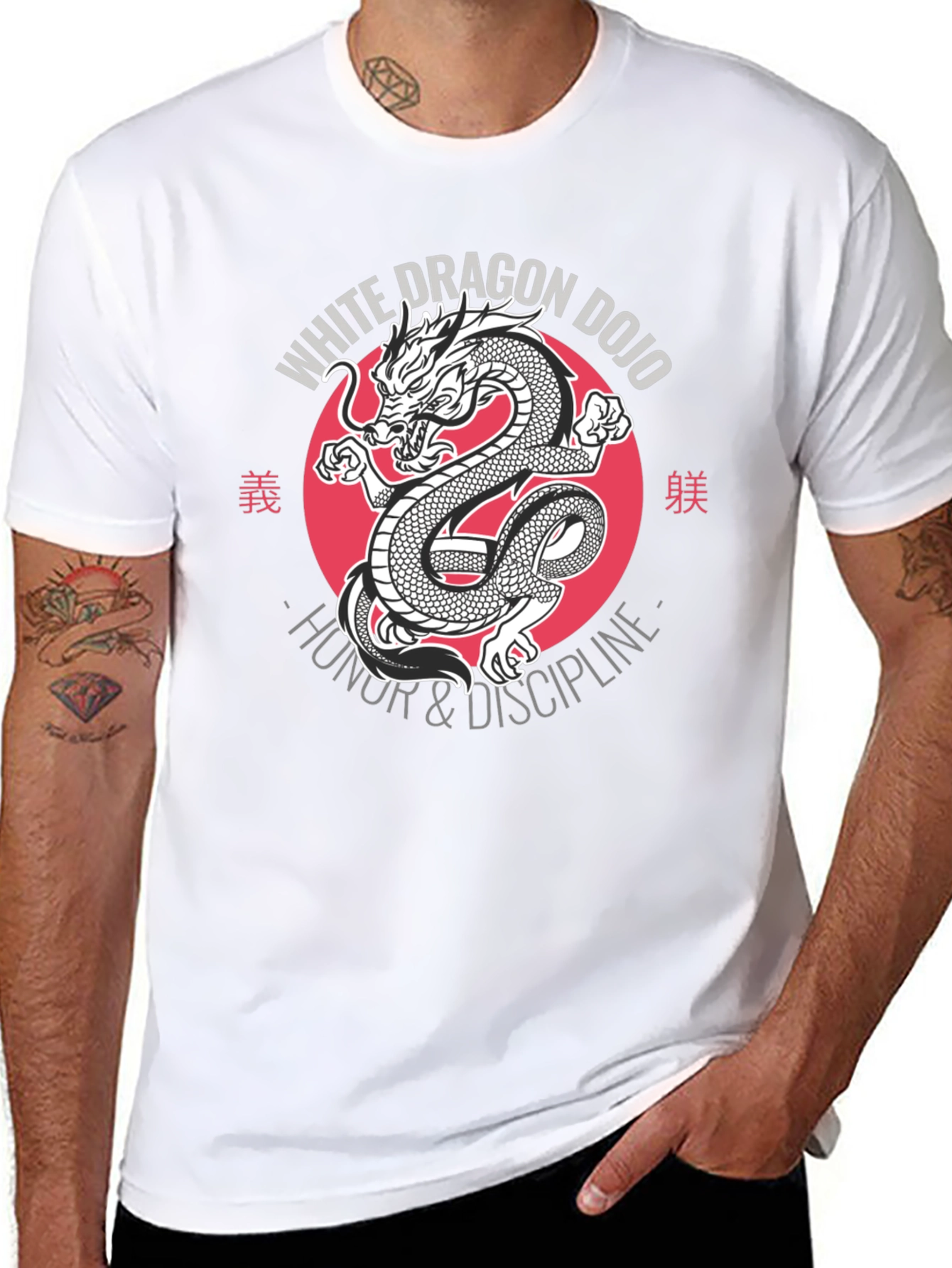 White Dragon Dojo T-Shirt - Honor & Discipline