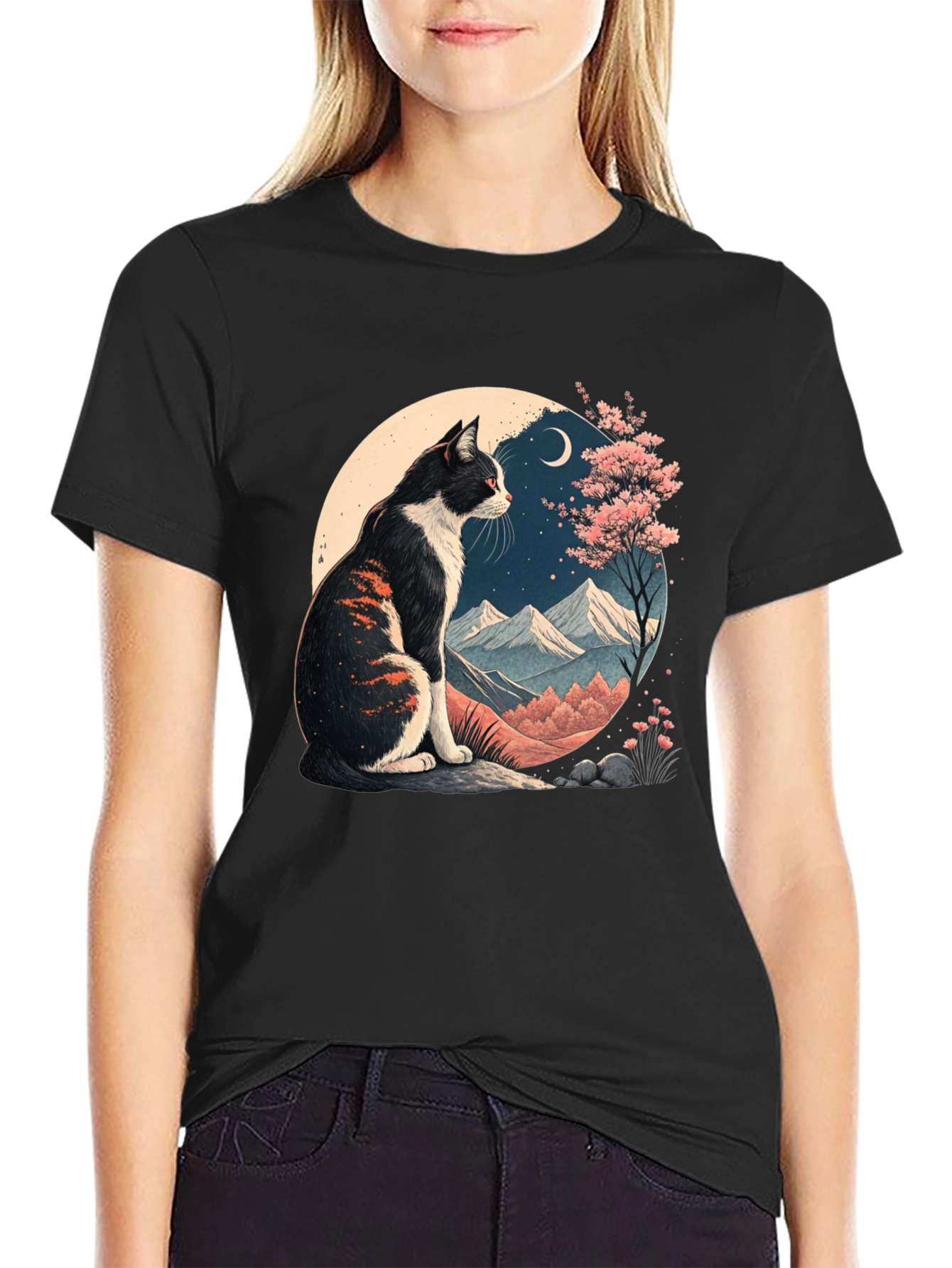 Artistic Cat Landscape Graphic Tee