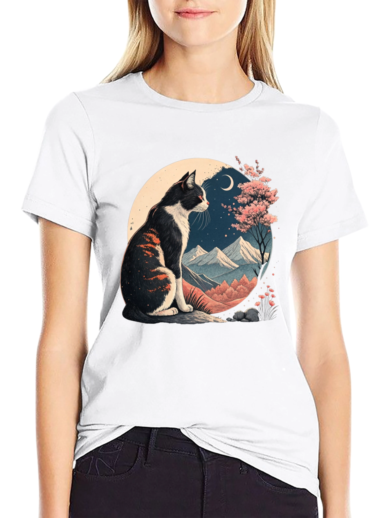 Artistic Cat Landscape Graphic Tee