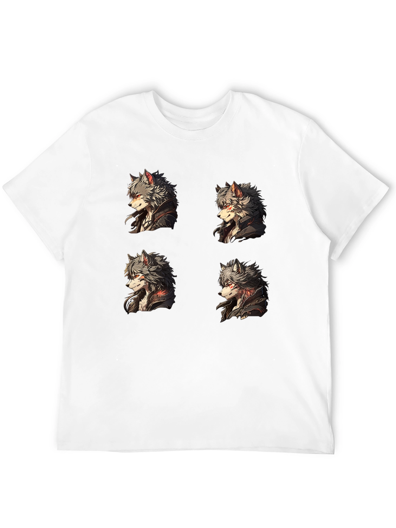 Anime Wolf Portrait Black Graphic Tee
