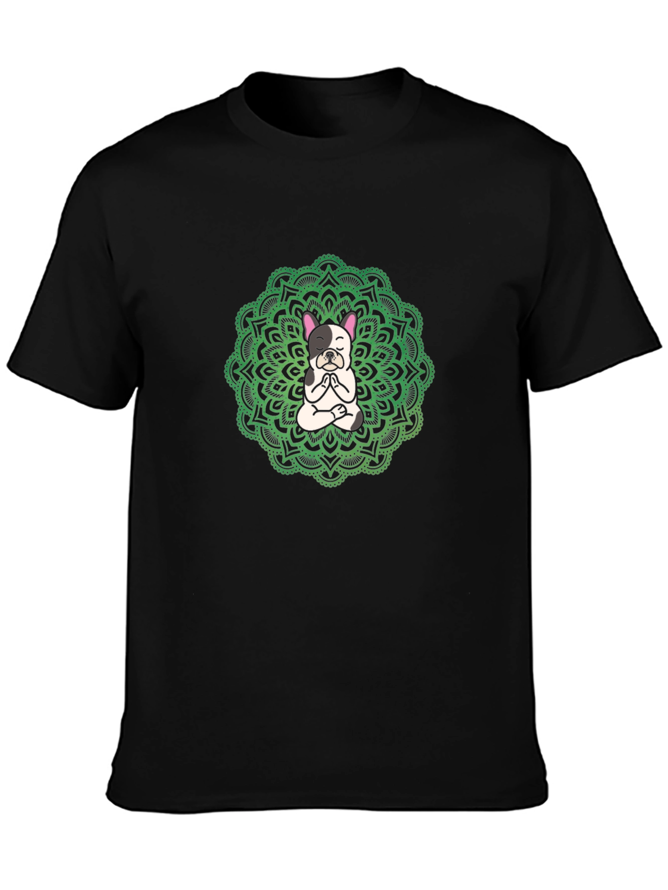 Yoga Dog Mandala Black T-Shirt