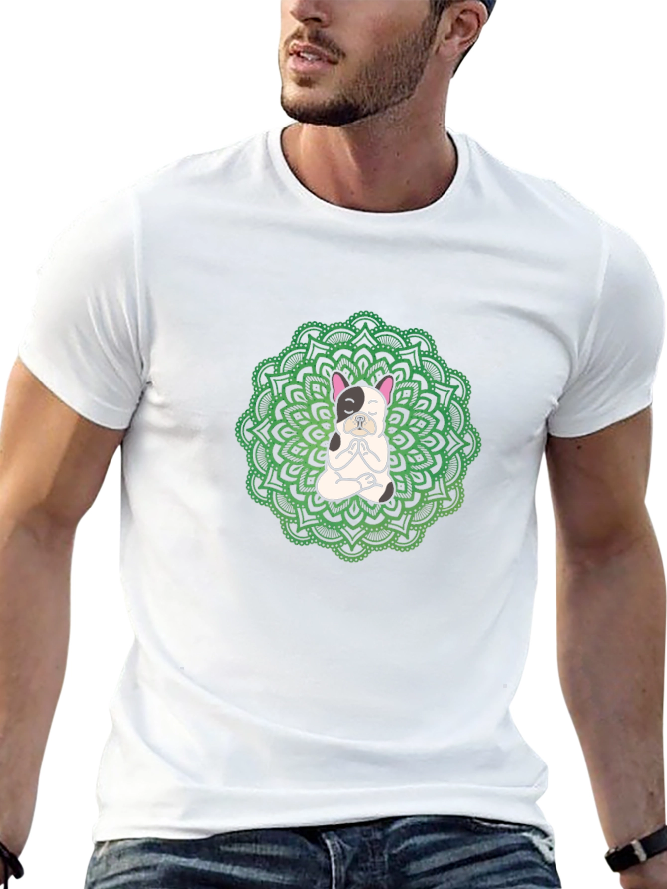 Yoga Dog Mandala Black T-Shirt