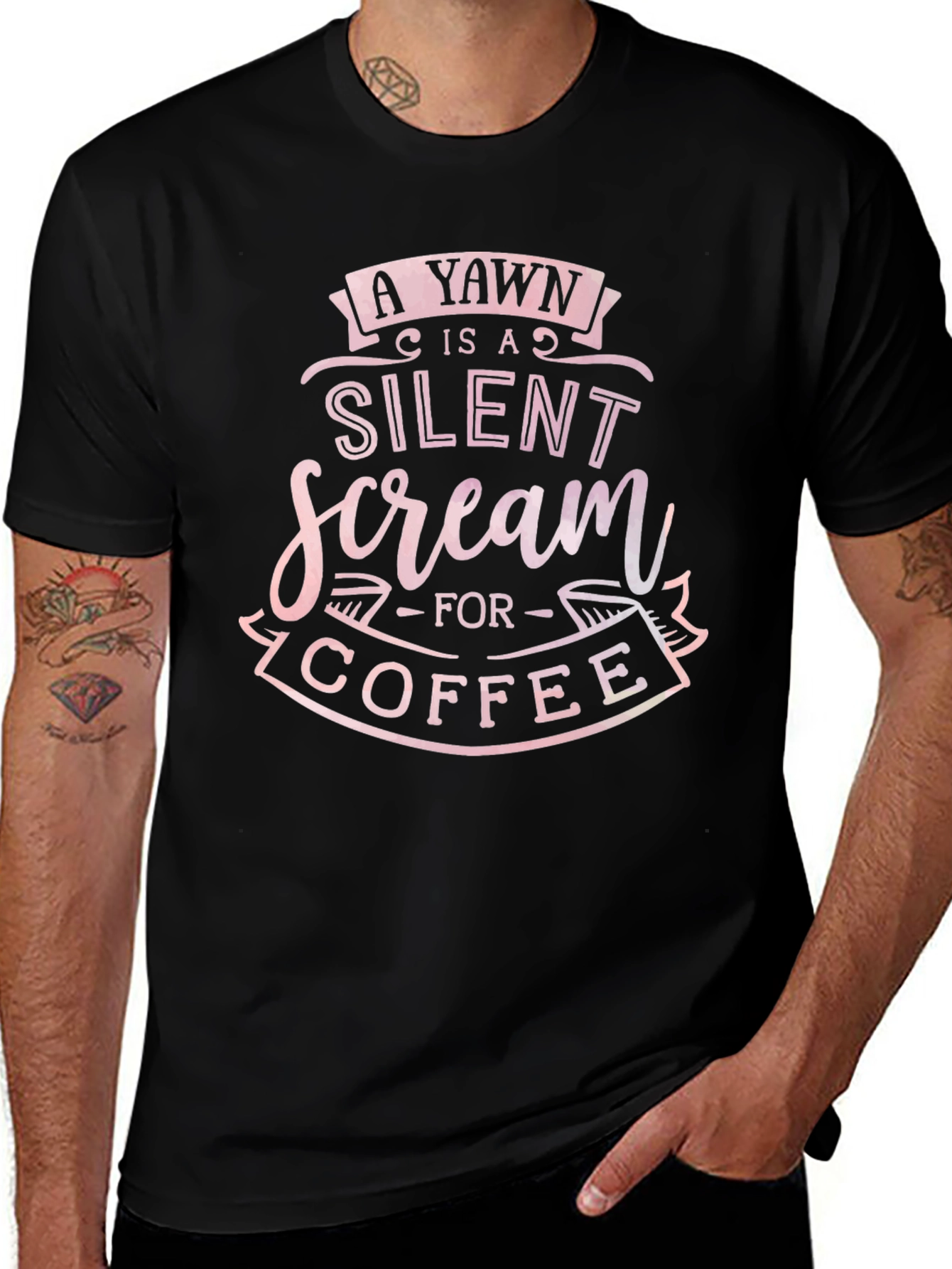 Yawn Silent Scream Coffee Black T-Shirt