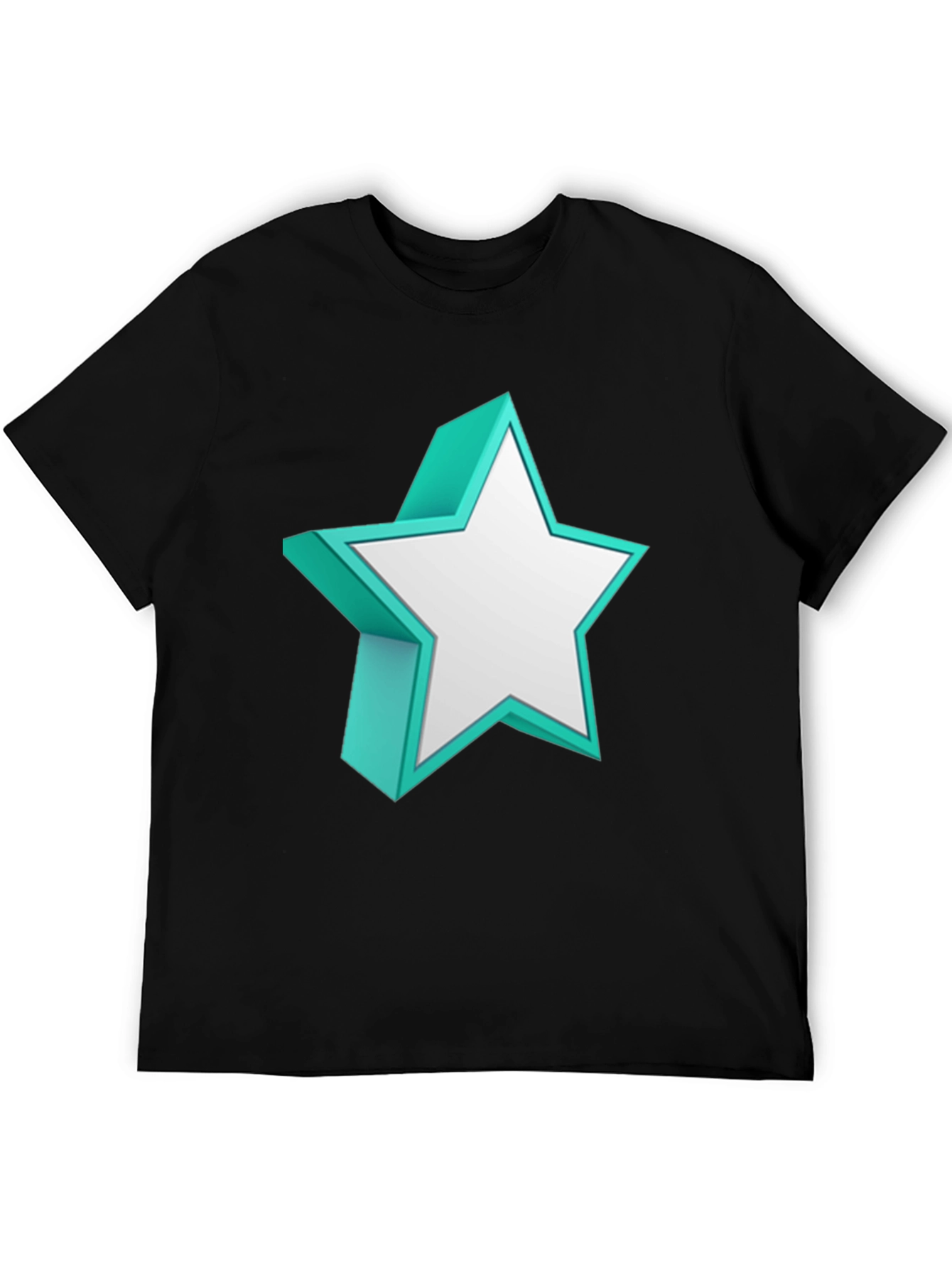 3D Star Graphic Tee - Modern Black T-Shirt