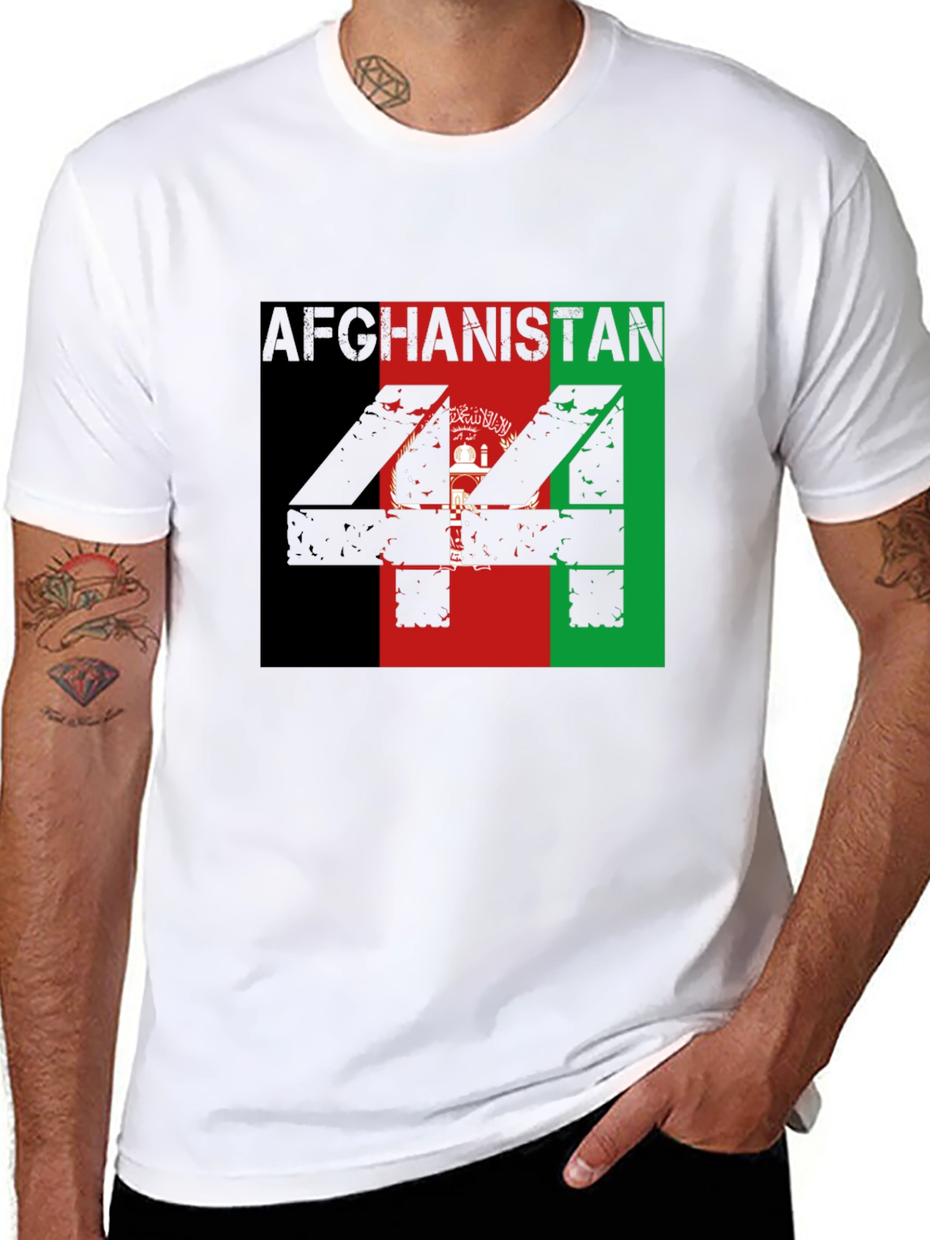 Afghanistan Flag T-Shirt - Mens Black Tee