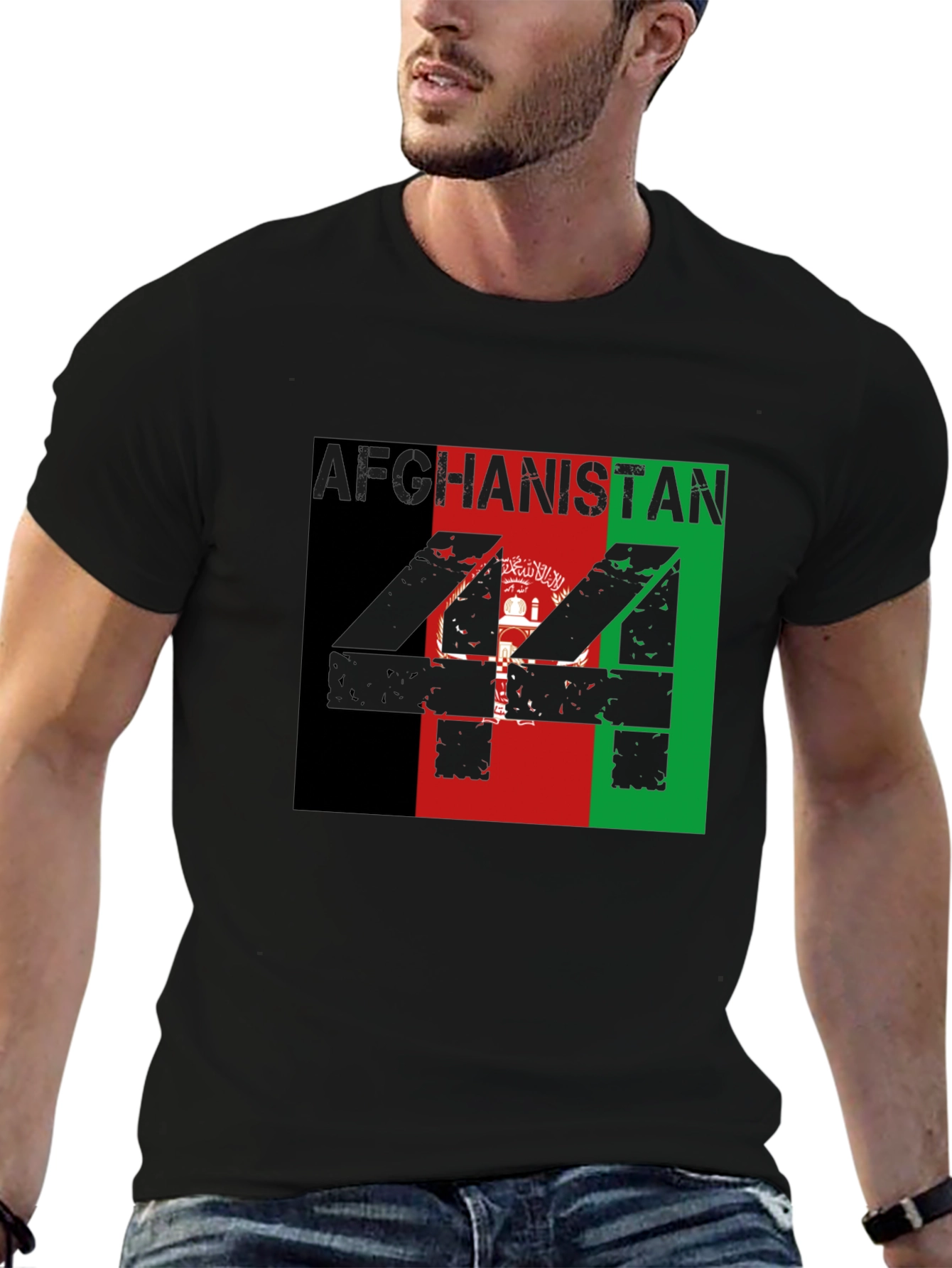 Afghanistan Flag T-Shirt - Mens Black Tee