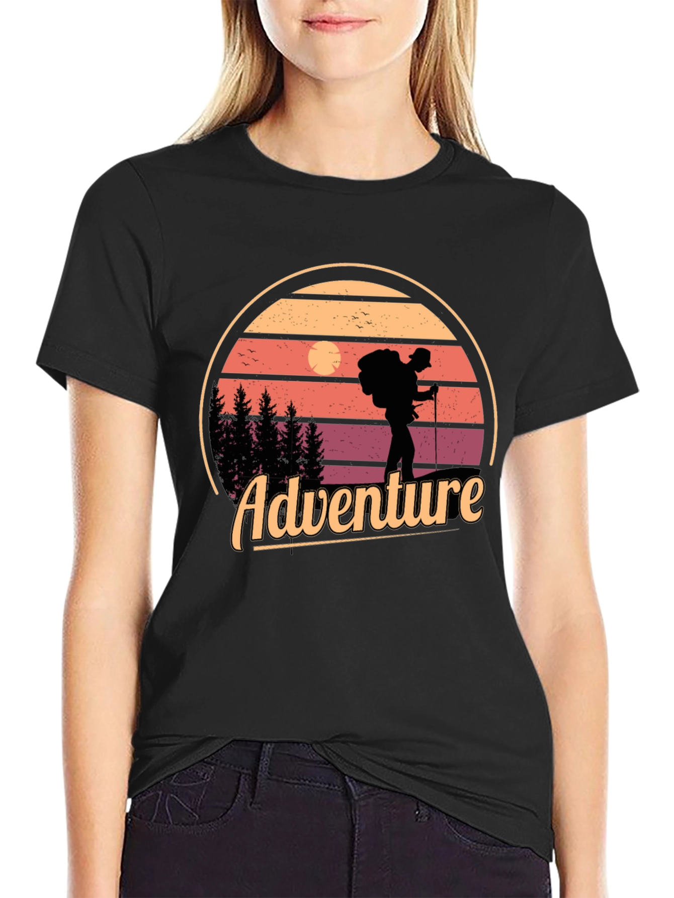 Adventure Graphic T-Shirt - Retro Hiker Design