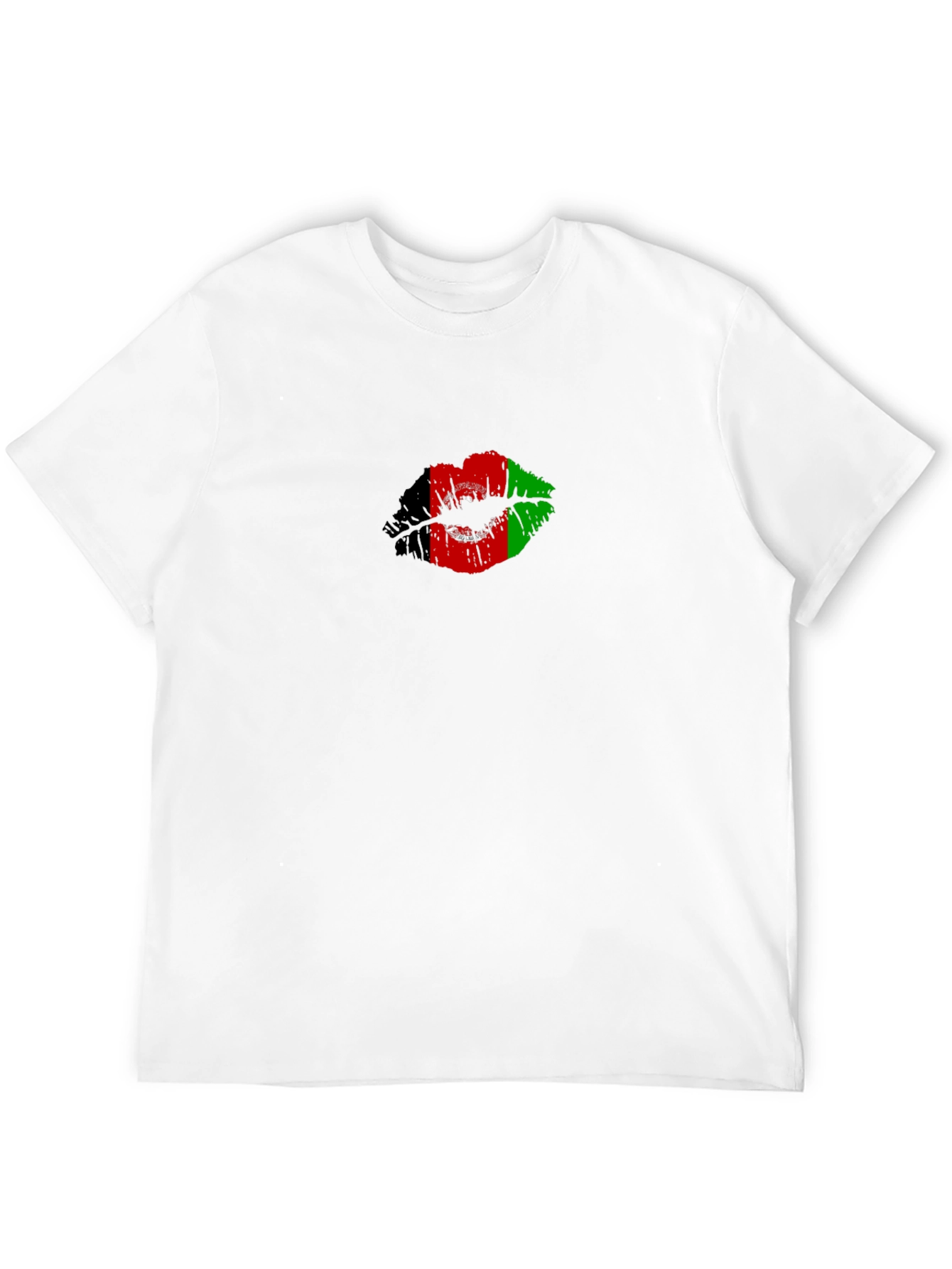 Afghanistan Flag Lips Mens Black T-Shirt