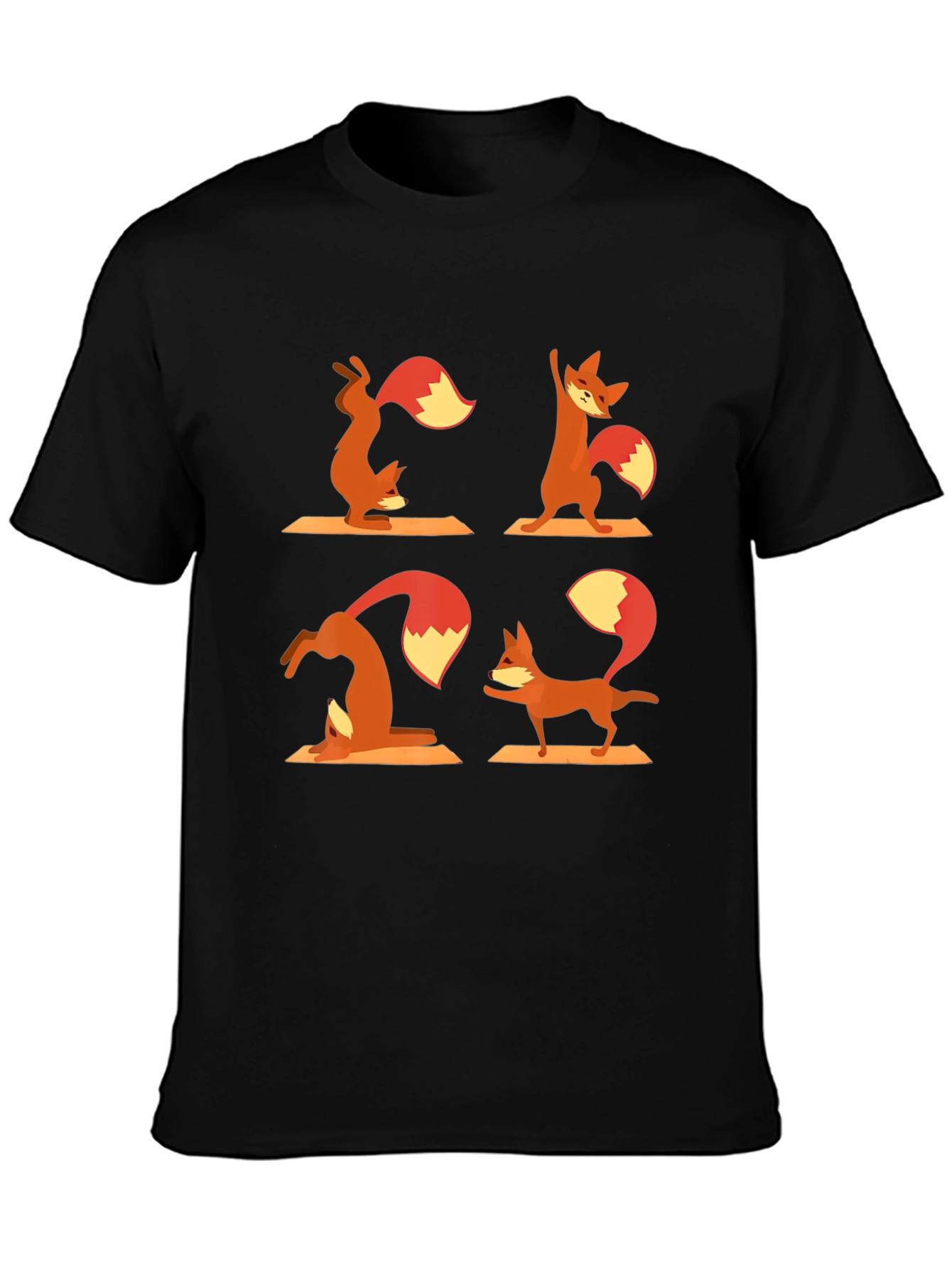 Yoga Fox T-Shirt - Black Cotton Graphic Tee