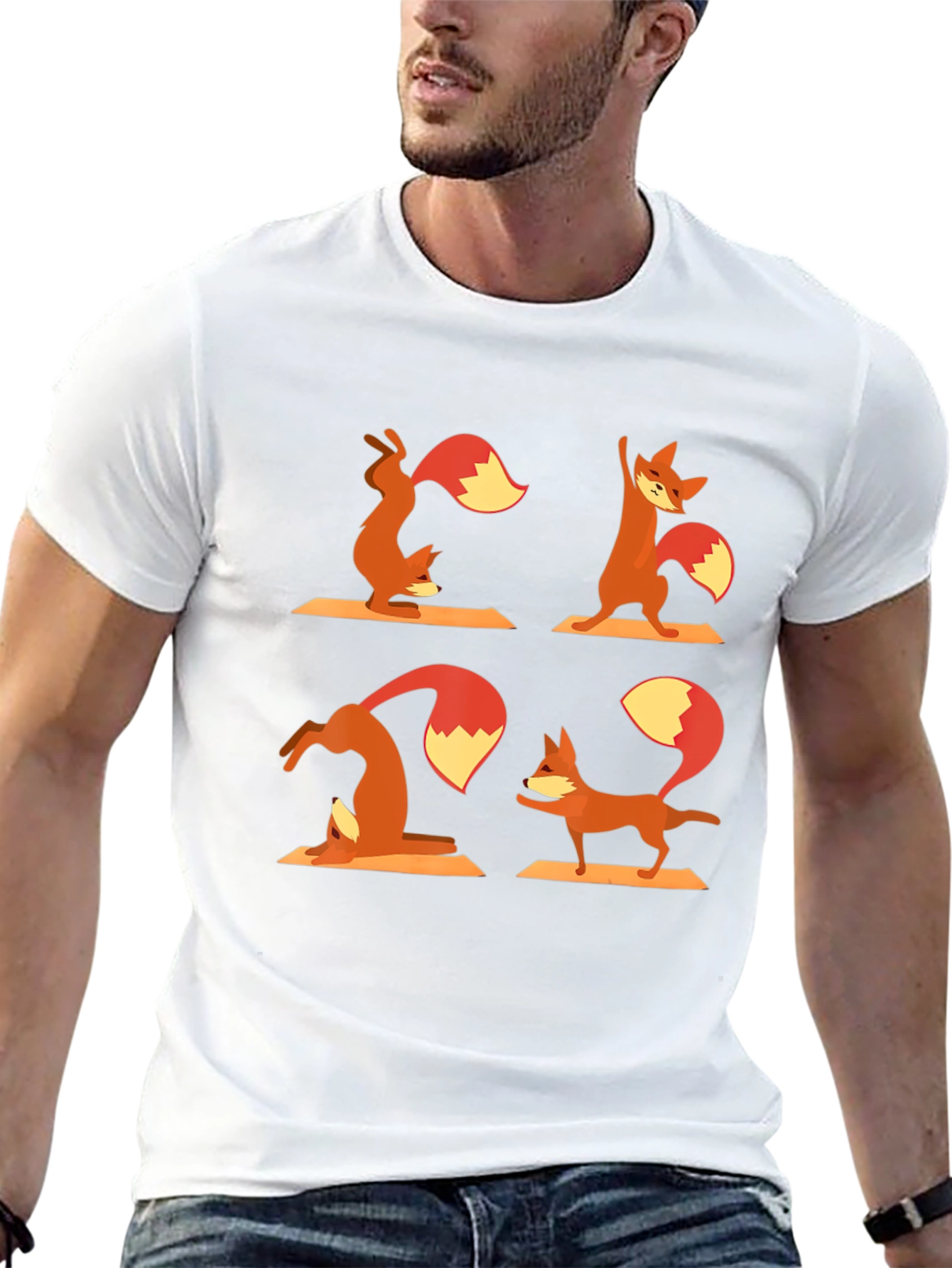 Yoga Fox T-Shirt - Black Cotton Graphic Tee