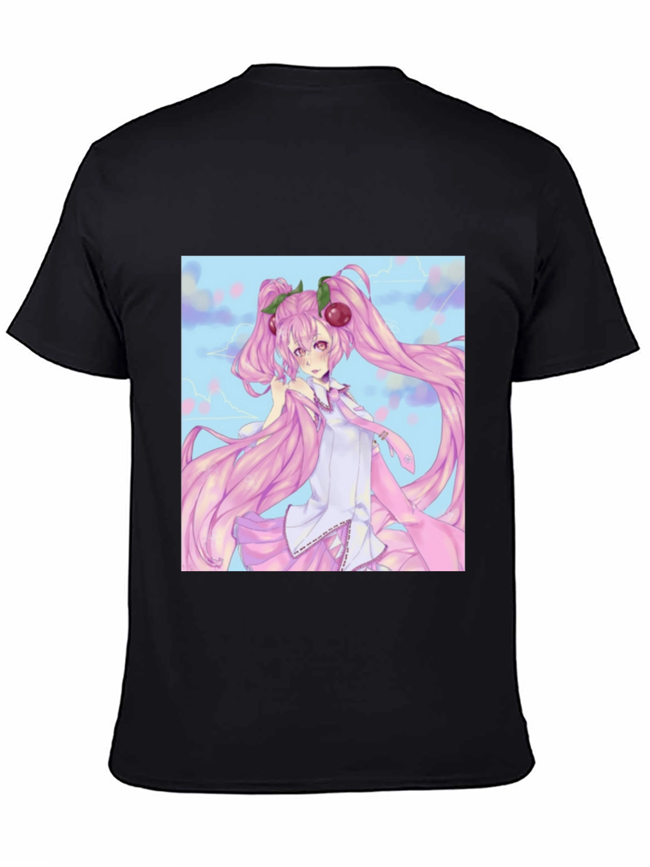 Anime Girl Graphic Tee - Black Cotton T-Shirt