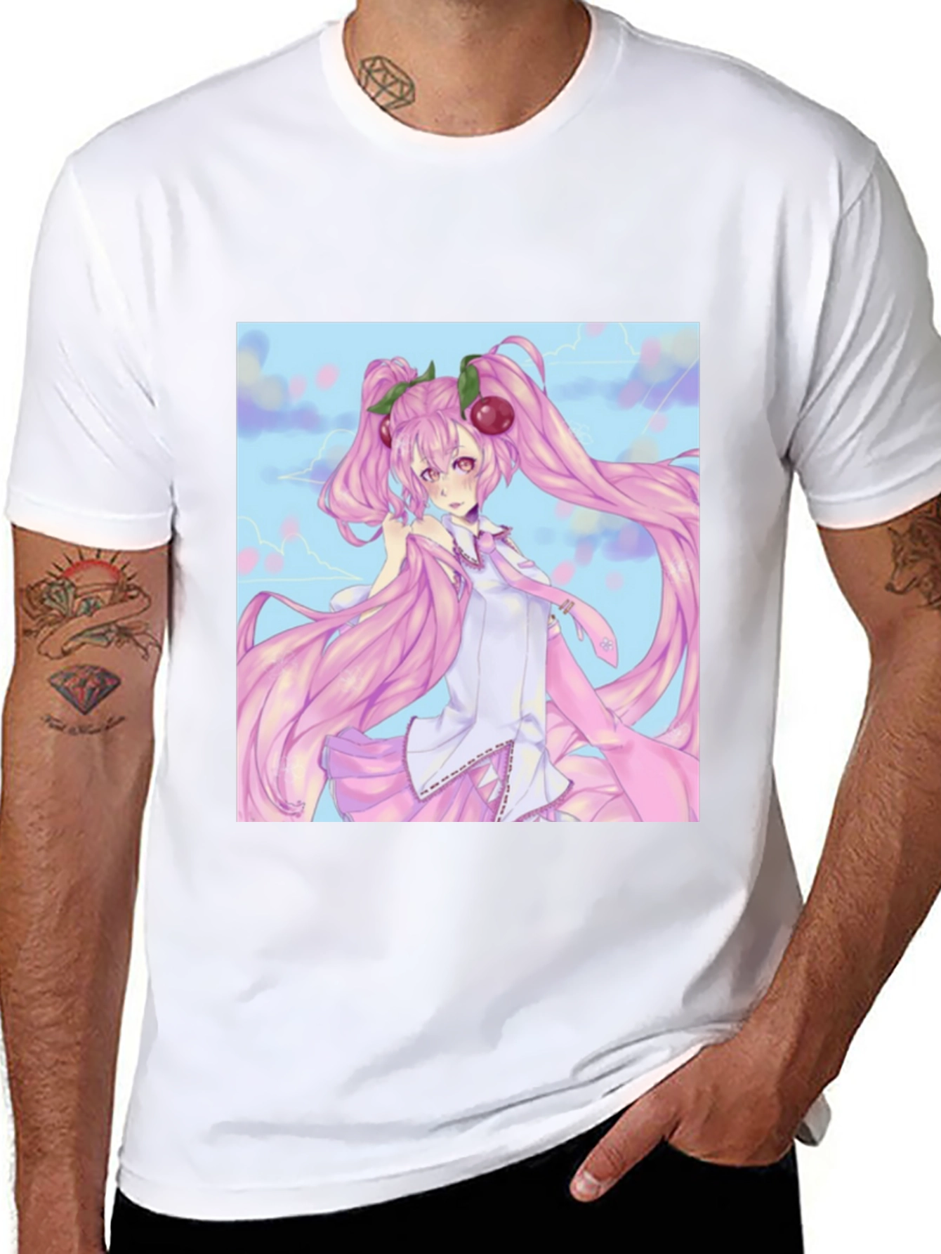 Anime Girl Graphic Tee - Black Cotton T-Shirt