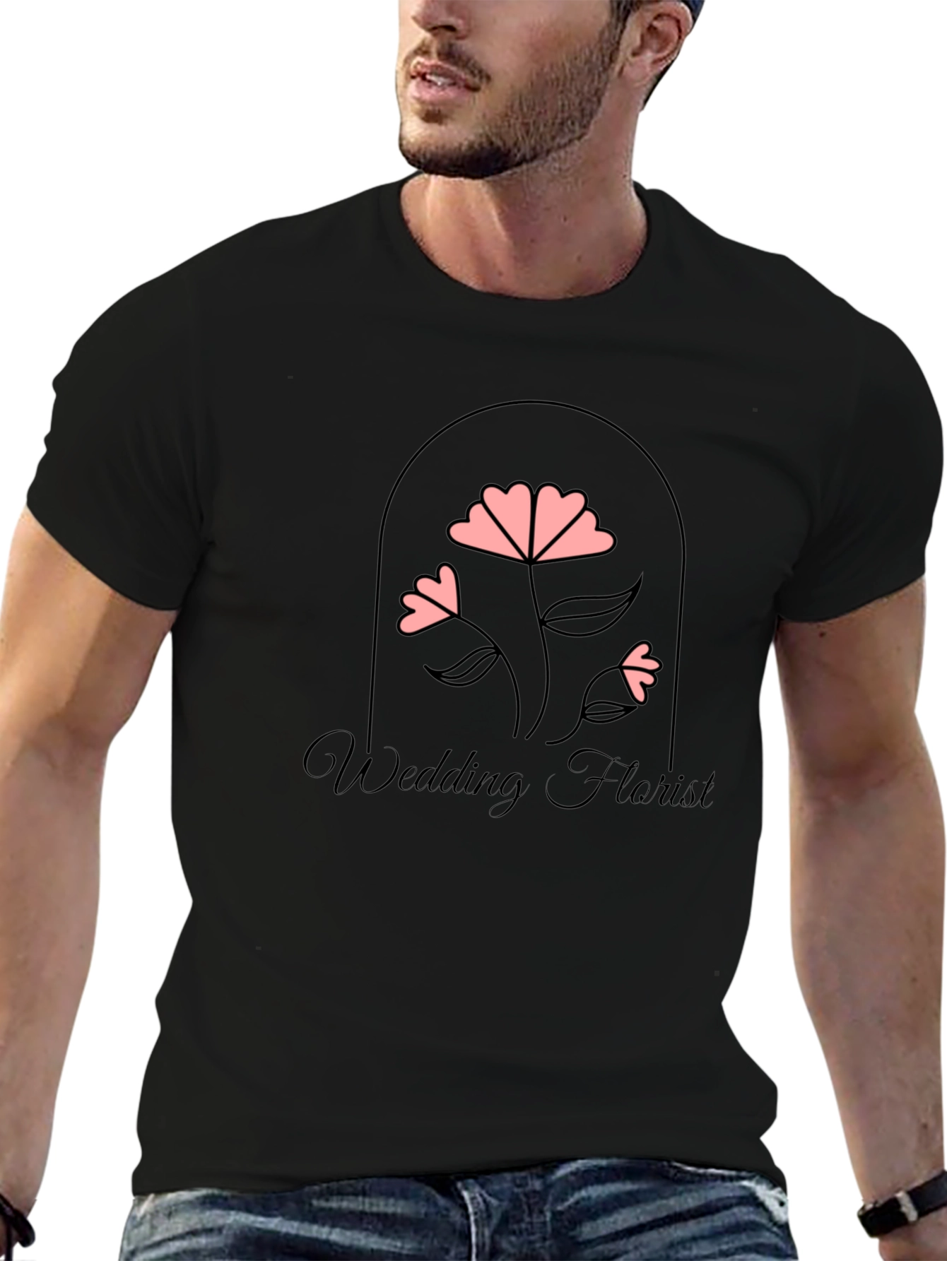 Wedding Florist Graphic Tee - Black Cotton T-Shirt