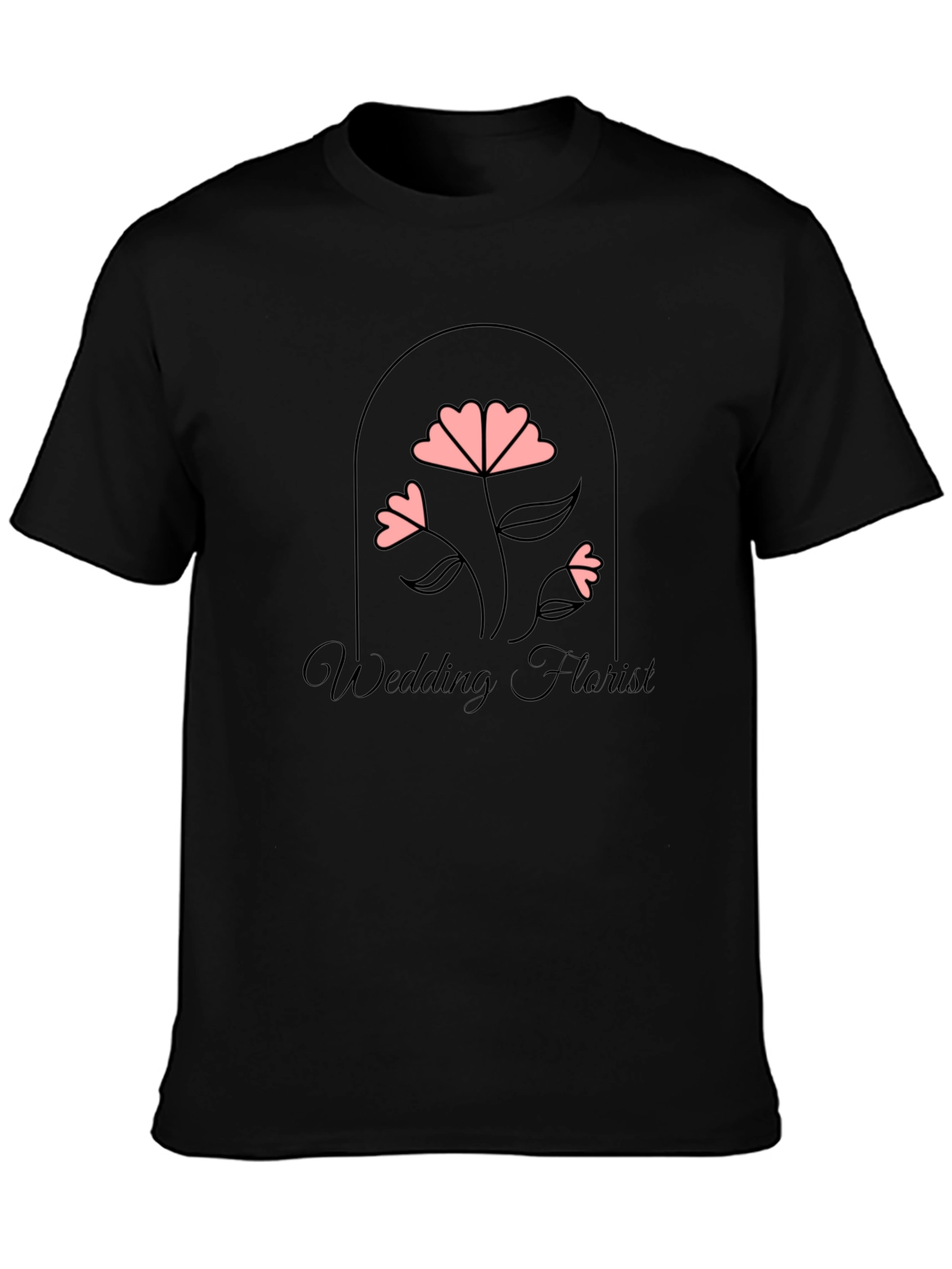 Wedding Florist Graphic Tee - Black Cotton T-Shirt