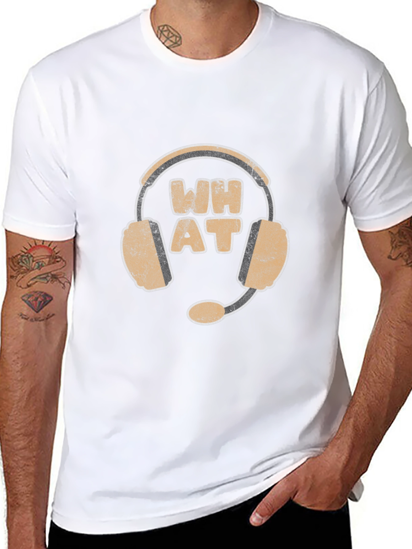 WH AT Headset Graphic Black T-Shirt