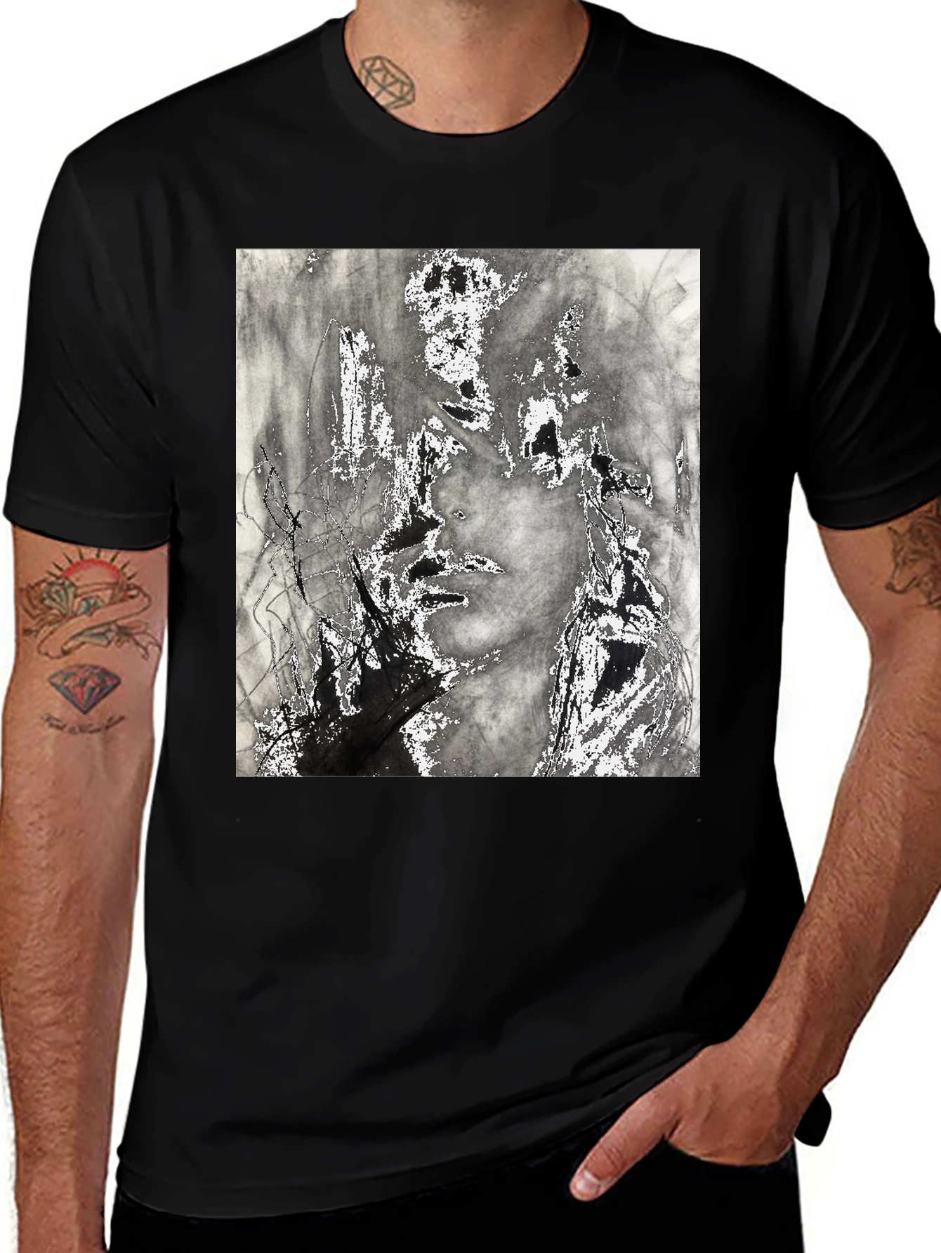 Abstract Art Print Black T-Shirt