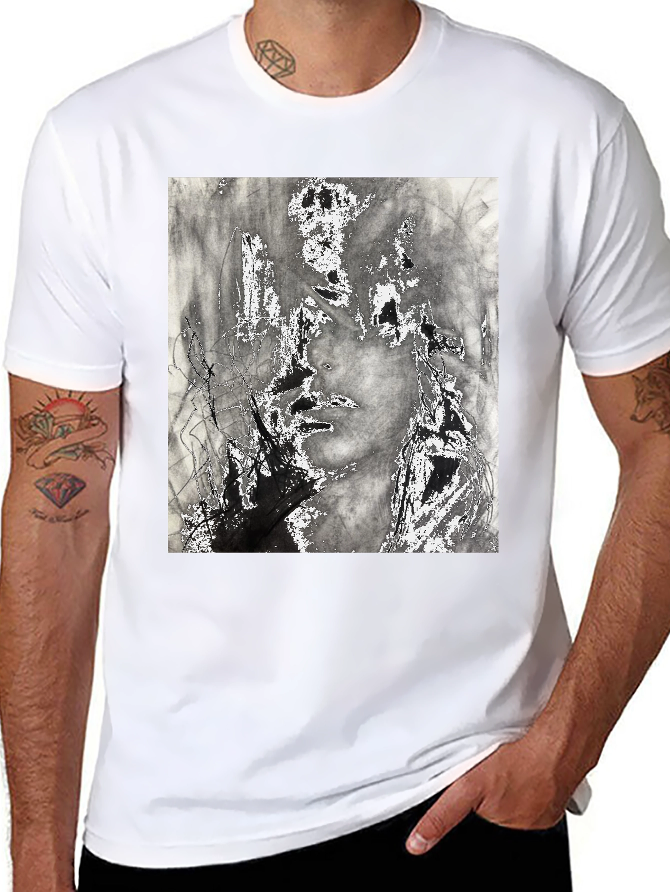 Abstract Art Print Black T-Shirt