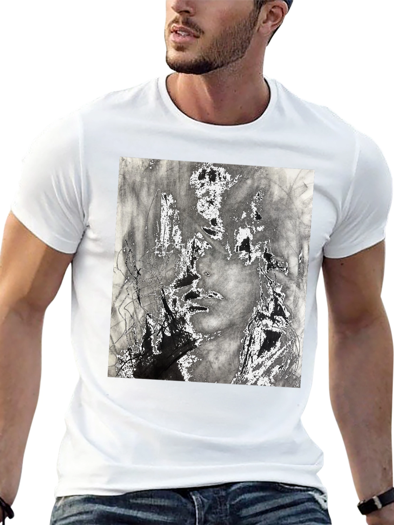 Abstract Art Print Black T-Shirt
