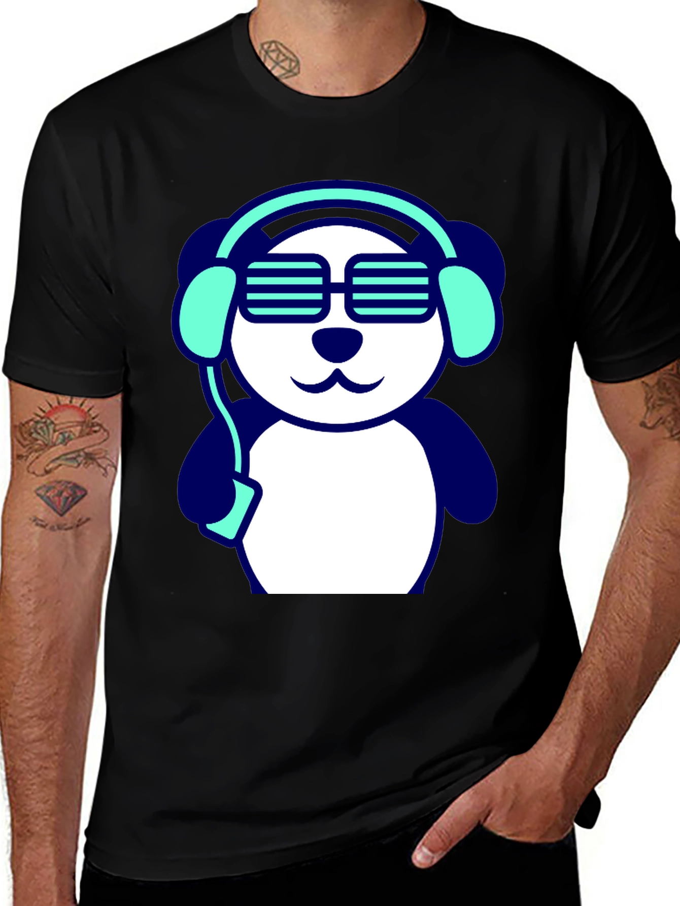 DJ Panda Black T-Shirt - Music Lover Tee