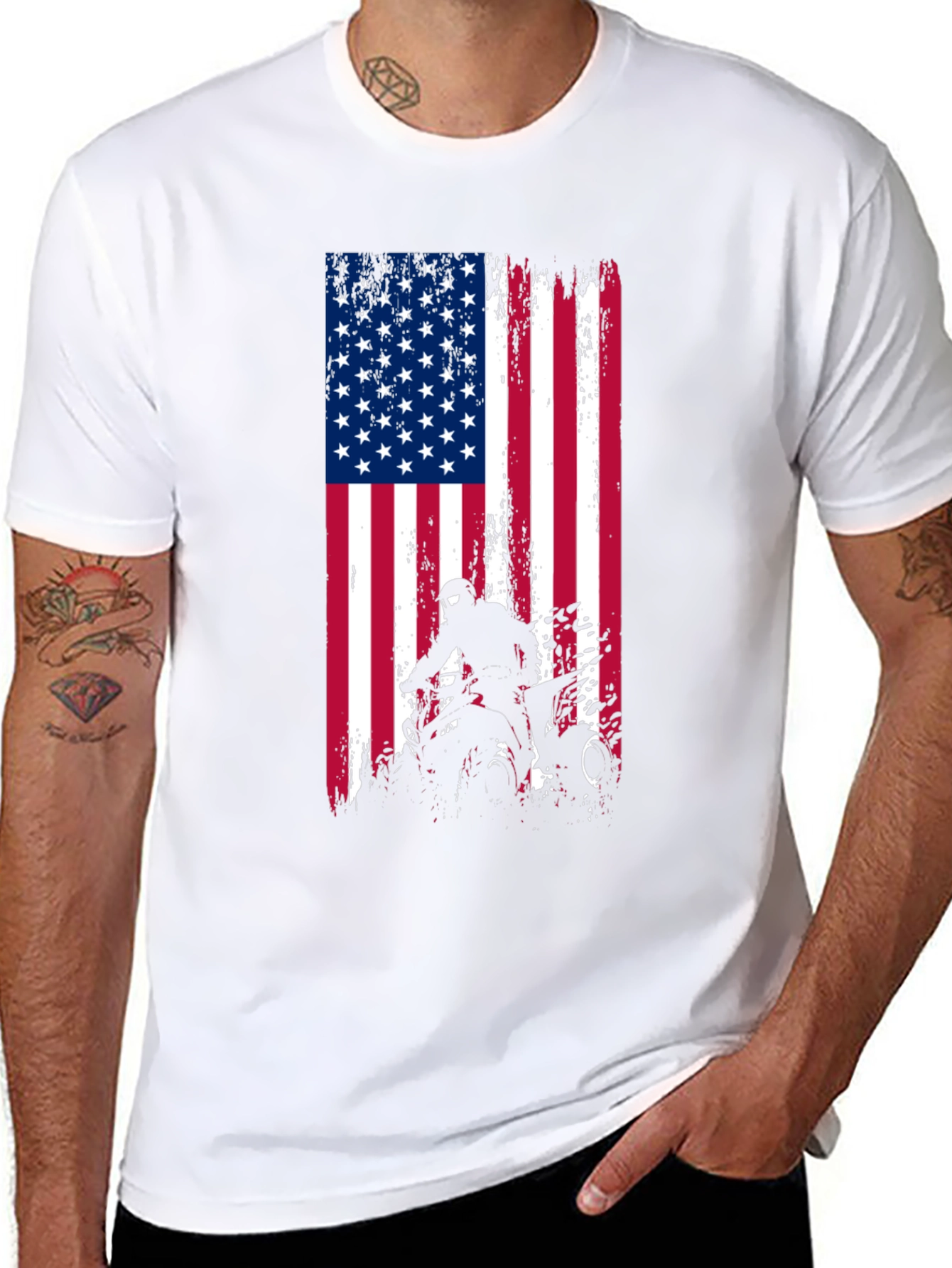 American Flag ATV Rider Graphic T-Shirt