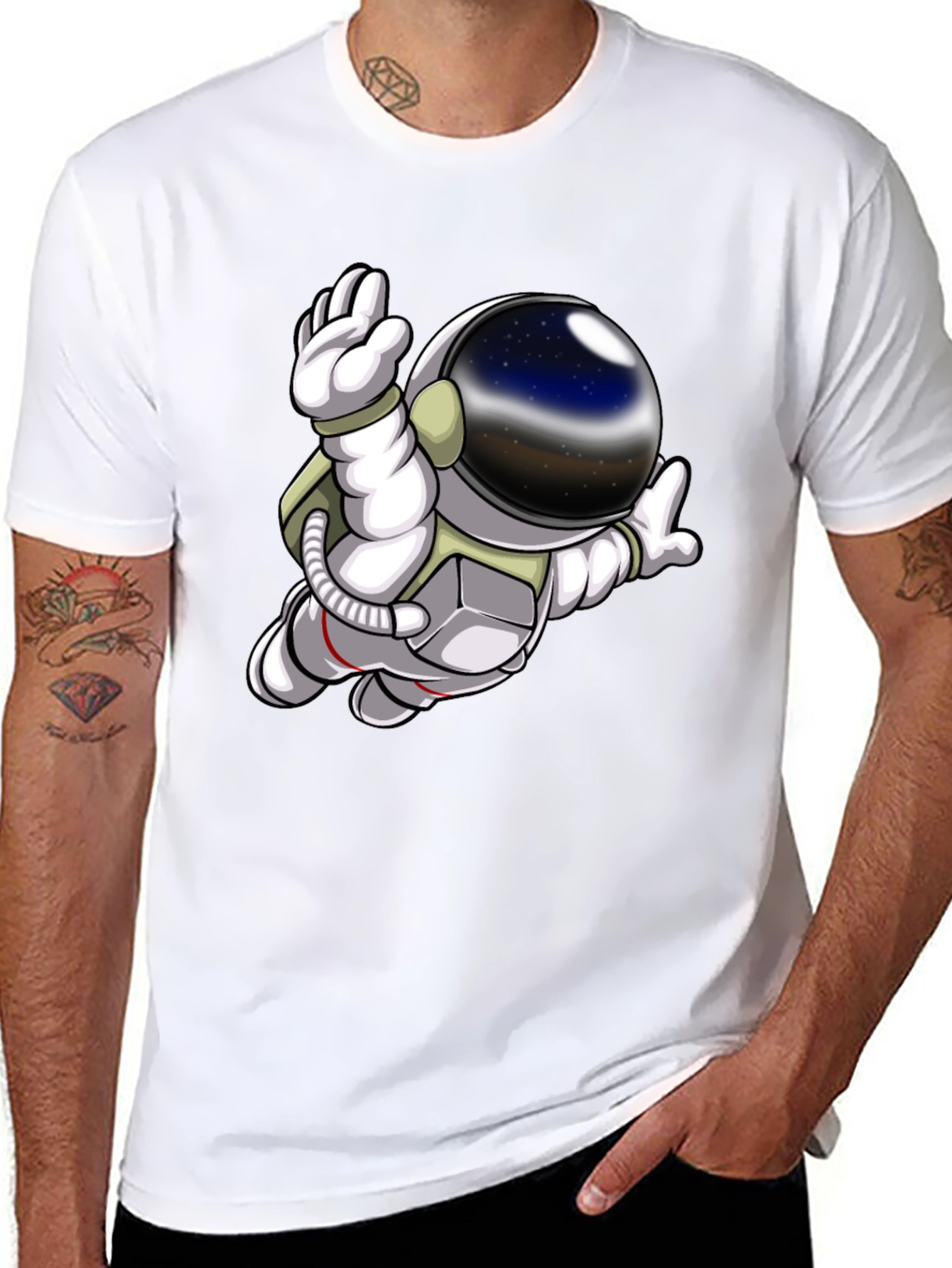 Astronaut Graphic Print Black T-Shirt