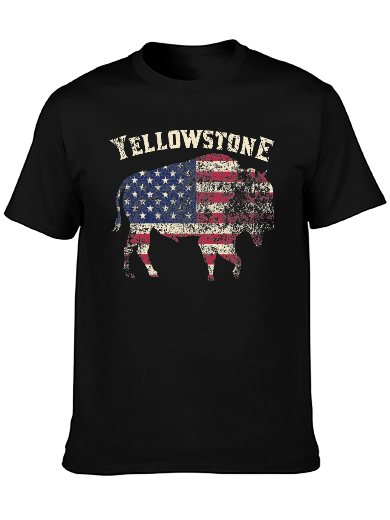Yellowstone Buffalo USA Flag Graphic T-Shirt