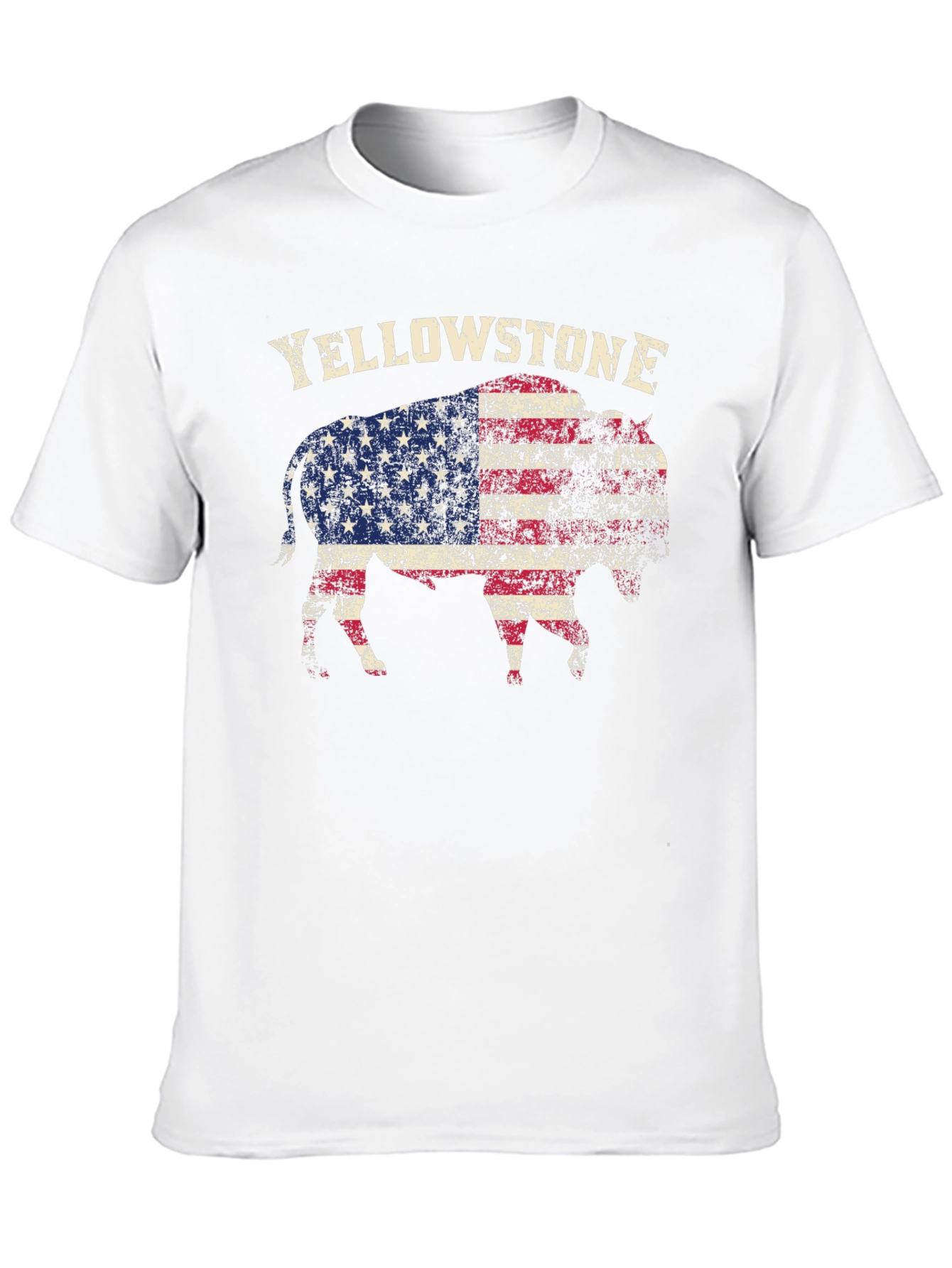 Yellowstone Buffalo USA Flag Graphic T-Shirt