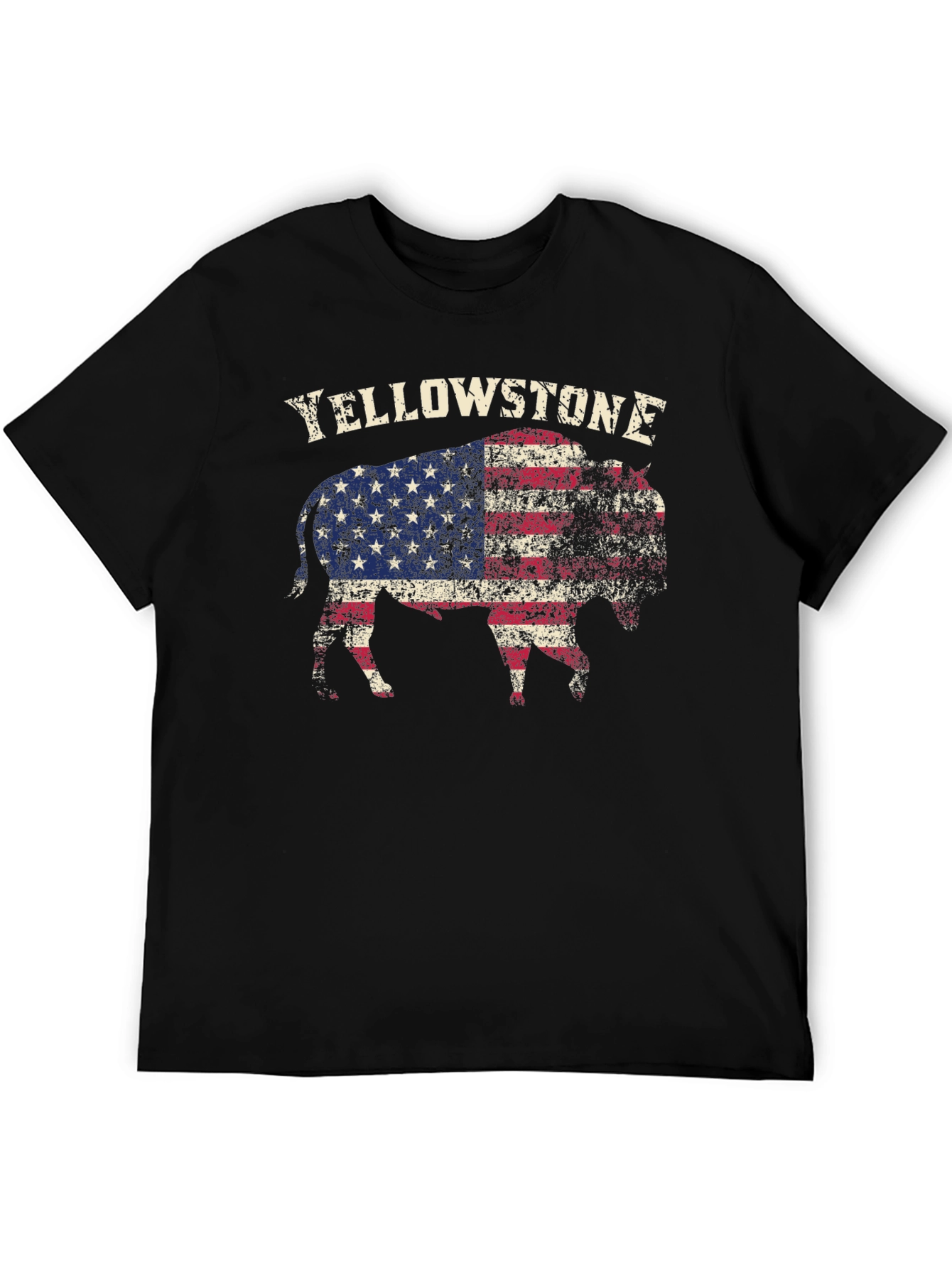 Yellowstone Buffalo USA Flag Graphic T-Shirt