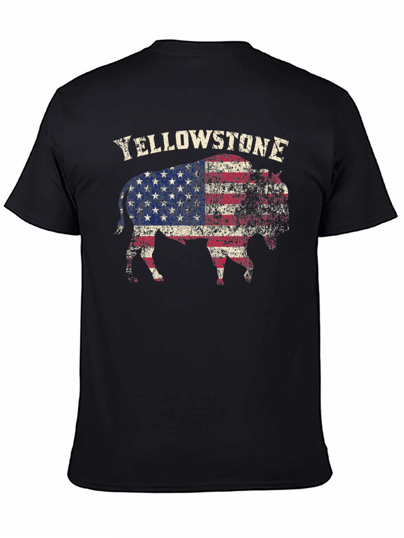Yellowstone Buffalo USA Flag Graphic T-Shirt