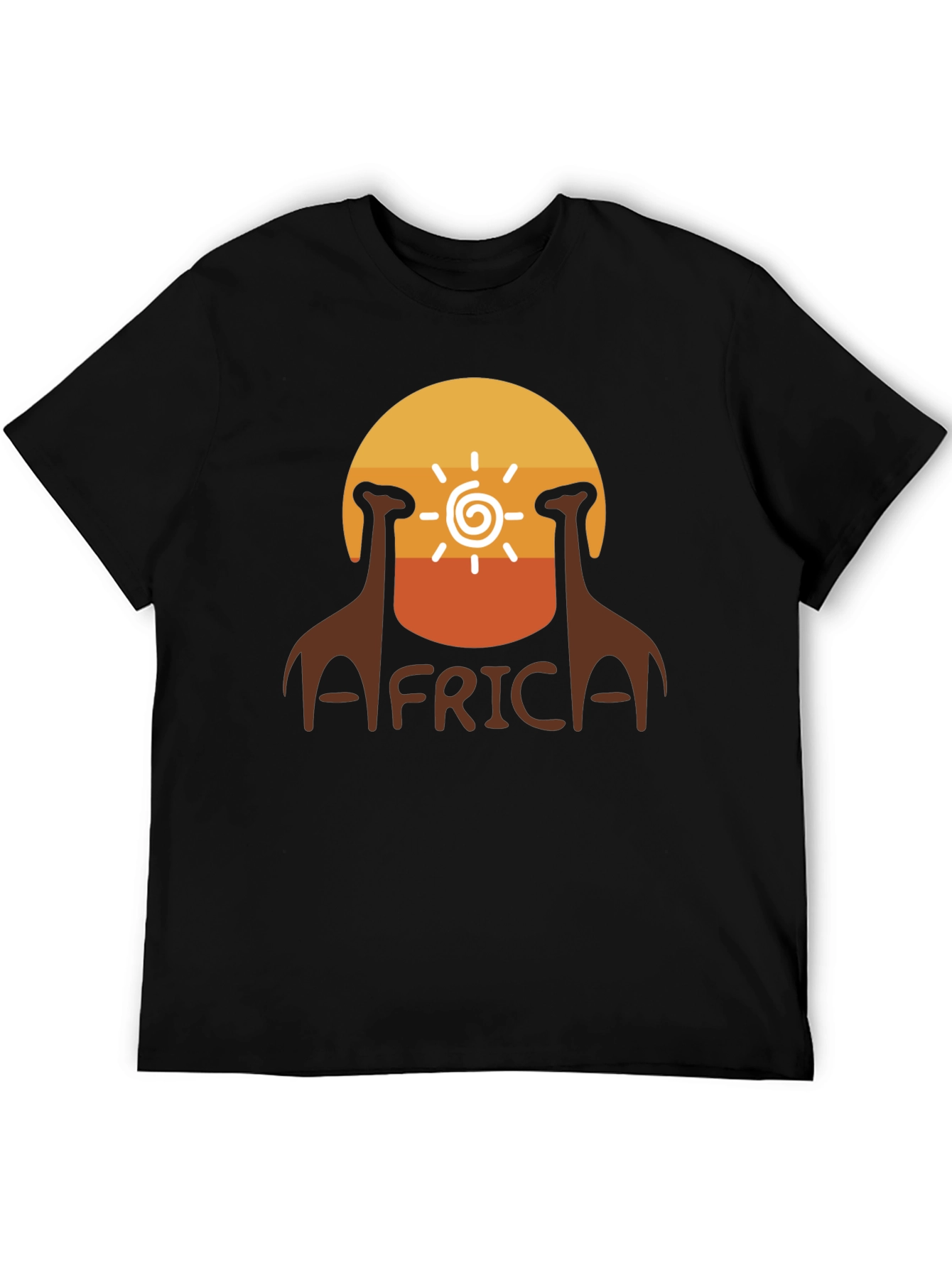 Africa Giraffe Sunset T-Shirt - Black