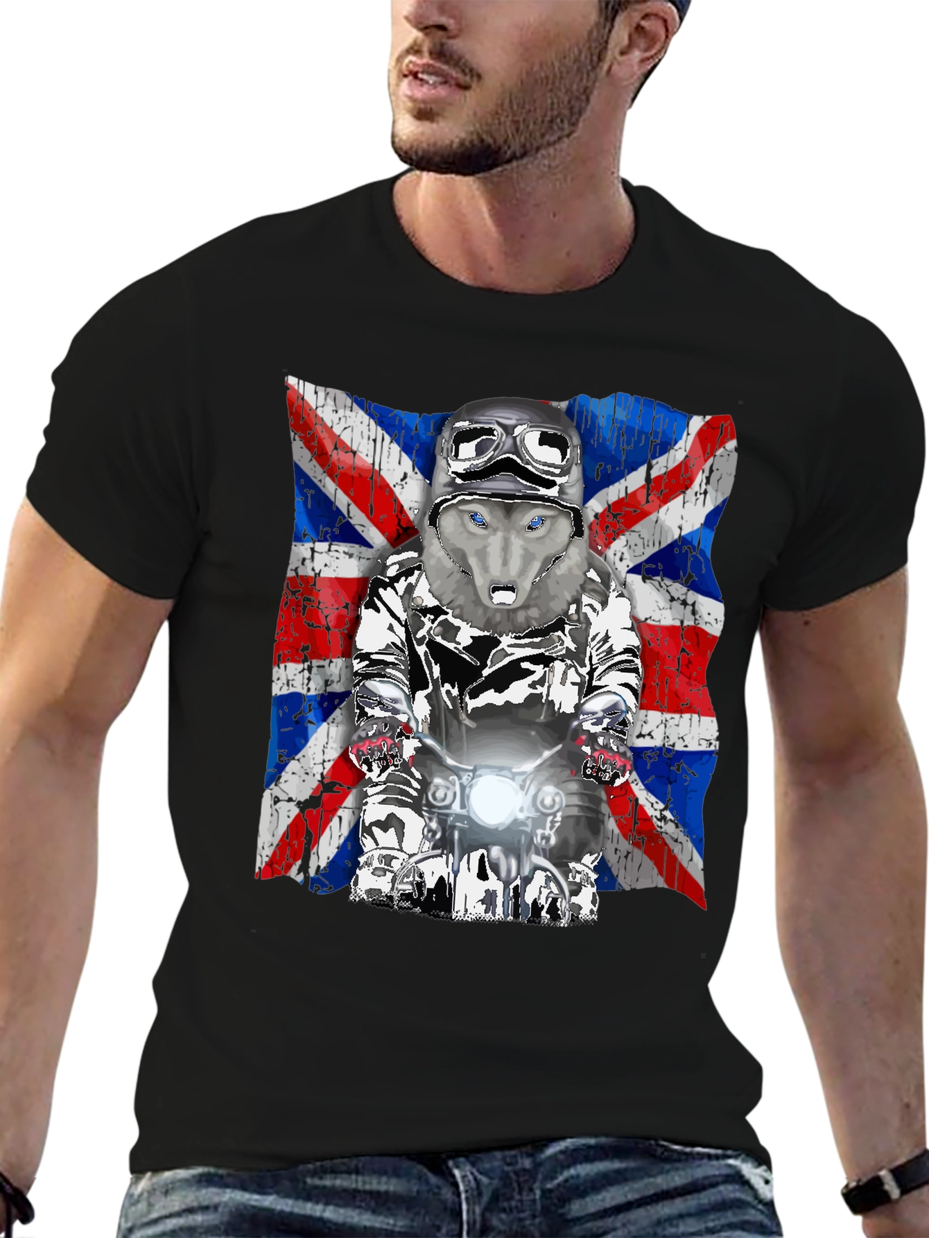 Wolf Rider T-Shirt - Union Jack Design