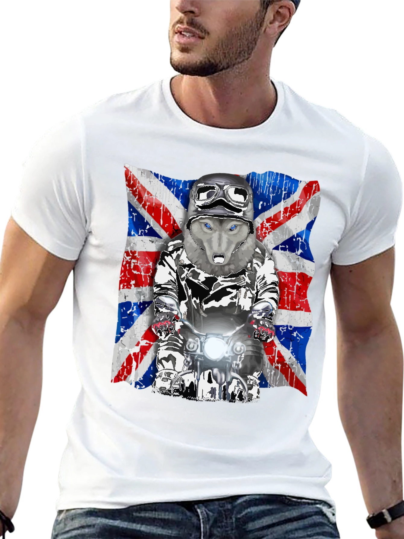 Wolf Rider T-Shirt - Union Jack Design