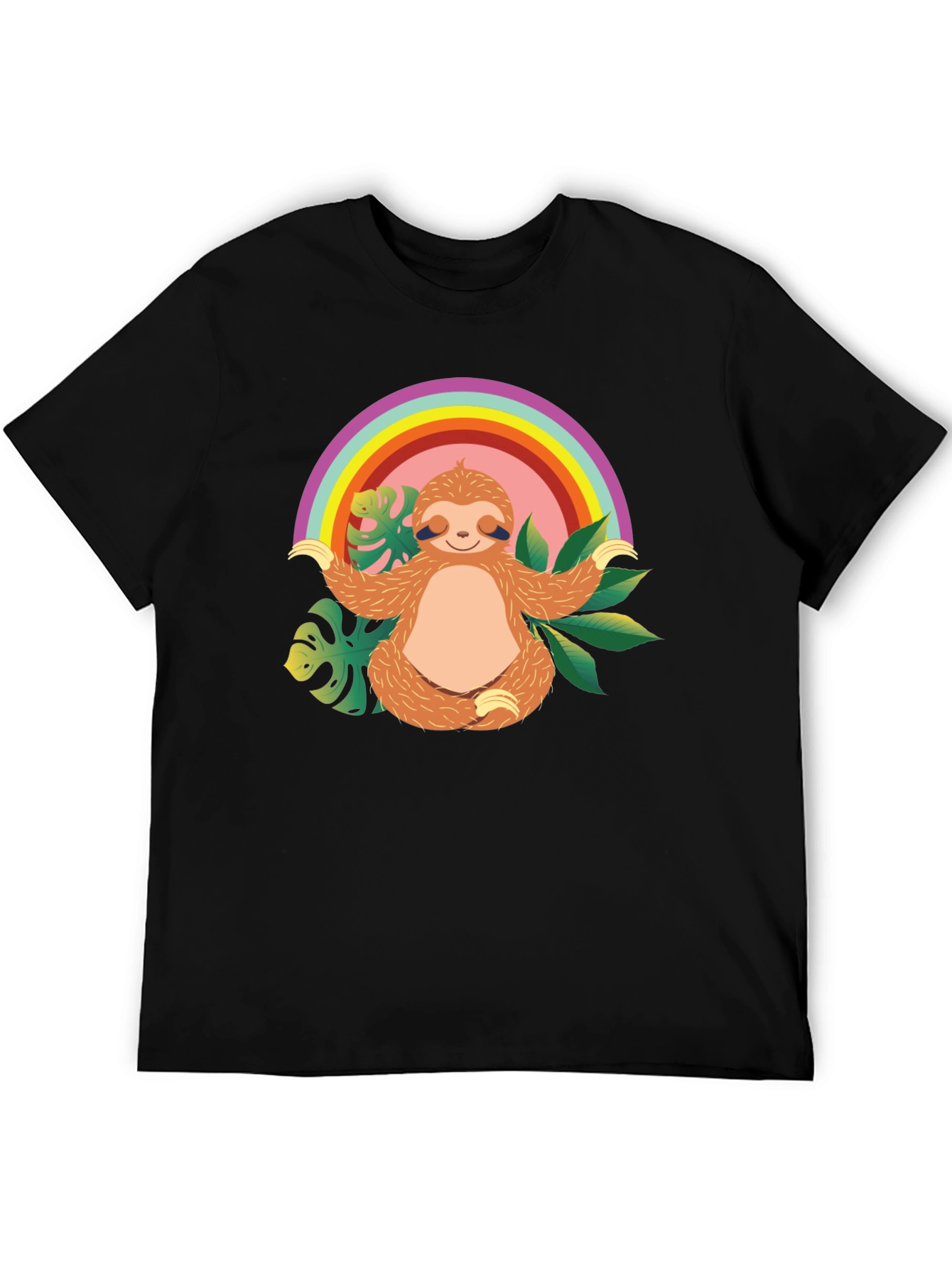 Zen Sloth Rainbow T-Shirt - Relaxed & Comfy