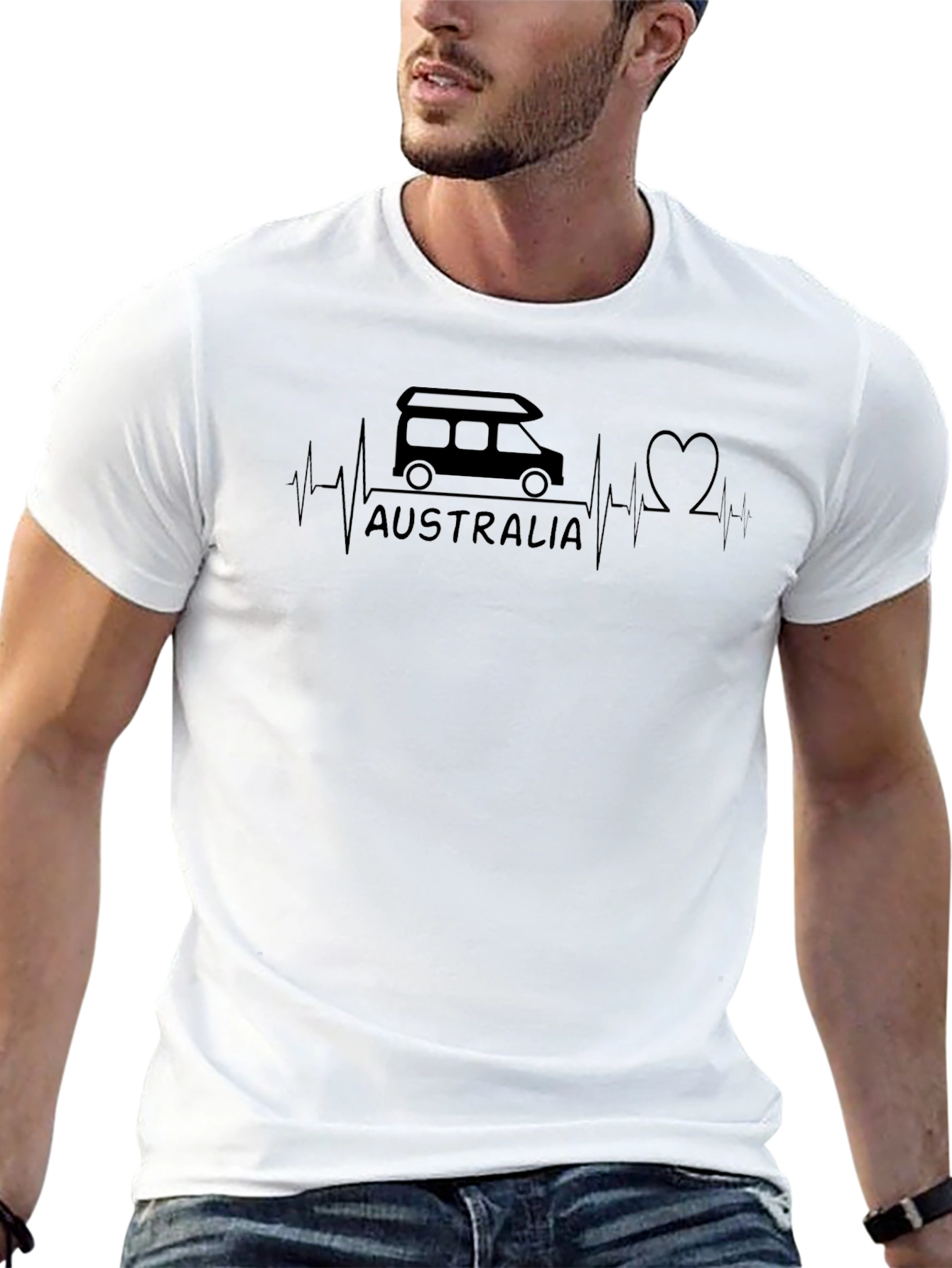 Australia Campervan Heartbeat Graphic T-Shirt
