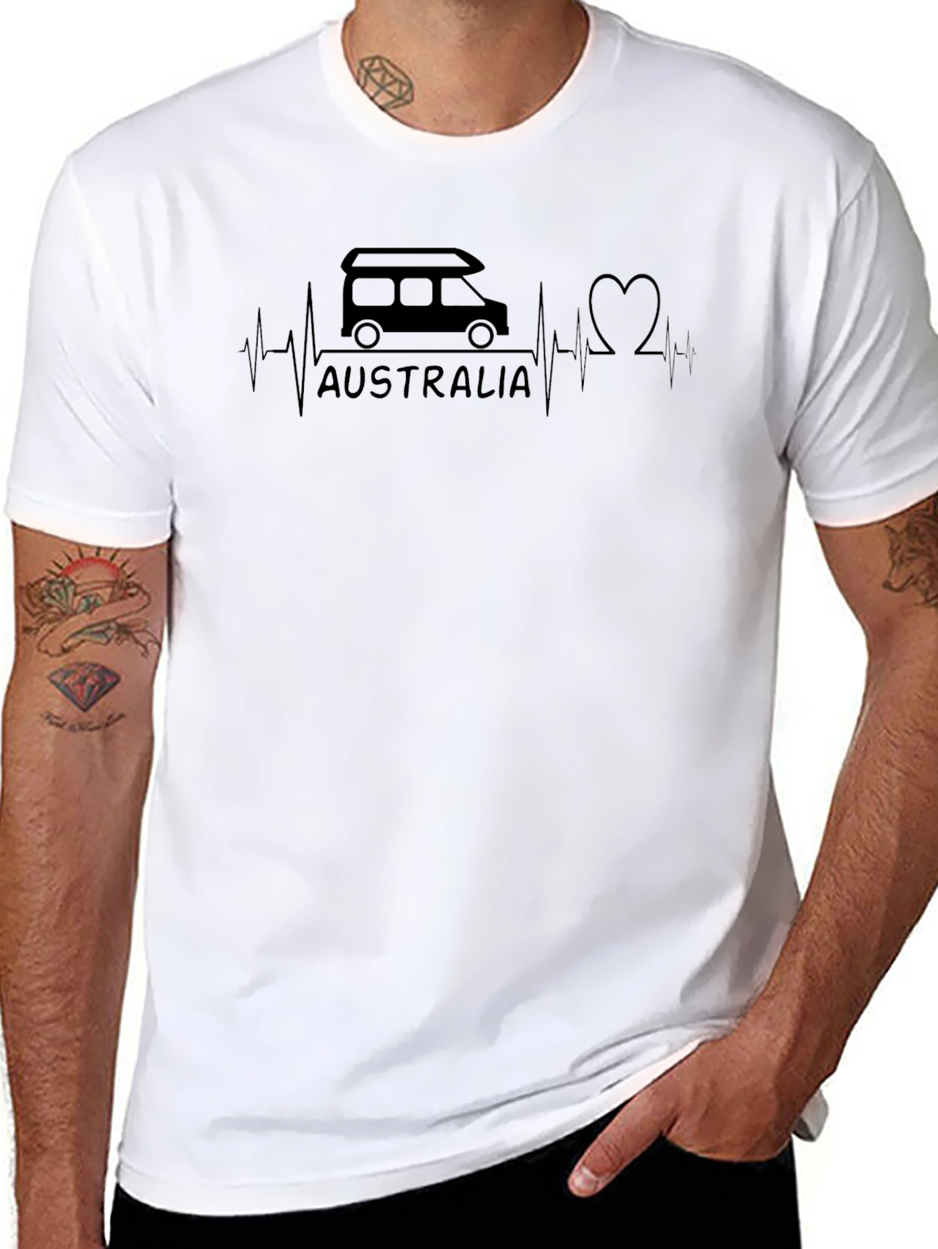 Australia Campervan Heartbeat Graphic T-Shirt