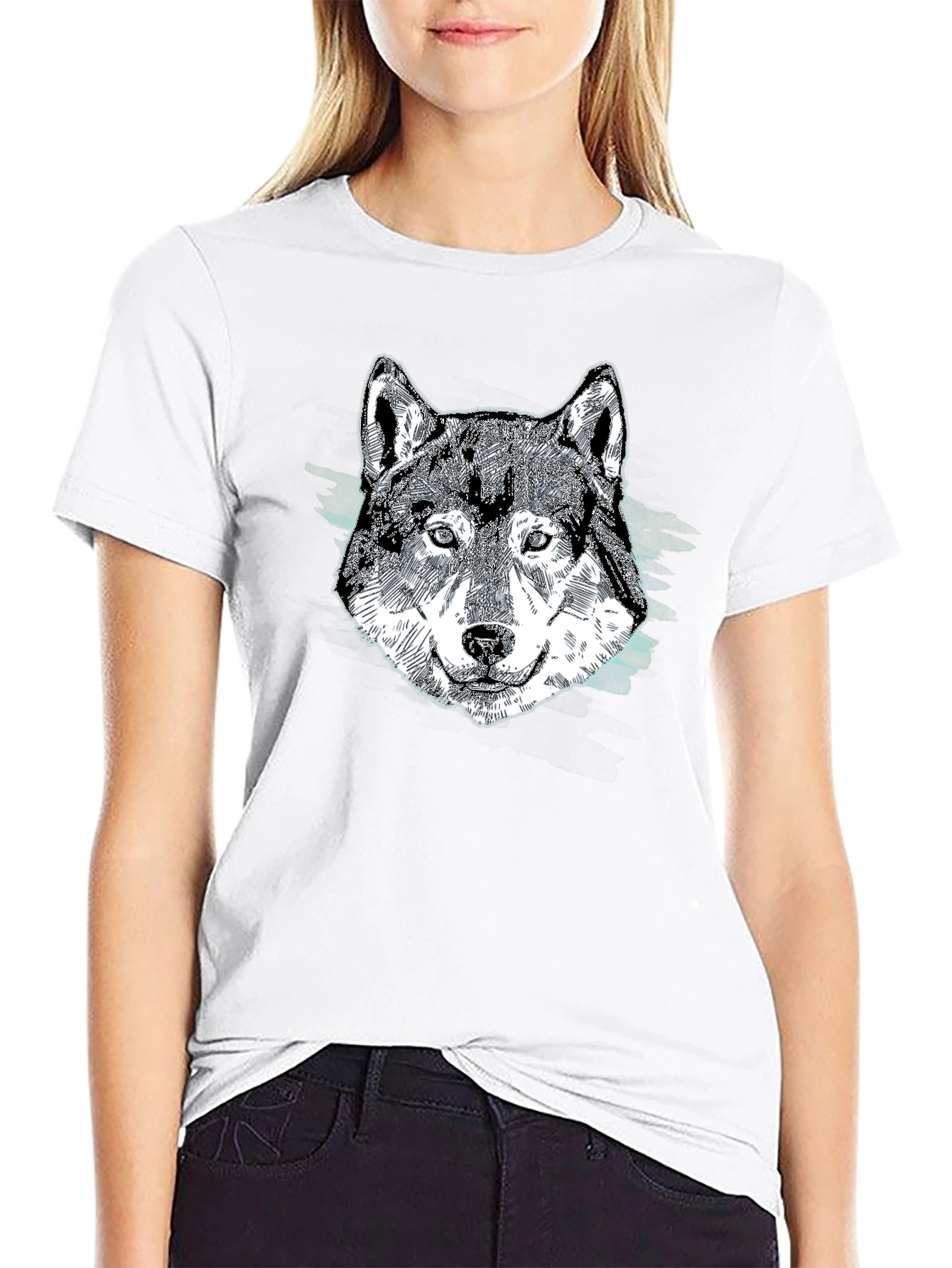 Wolf Graphic Print Black T-Shirt