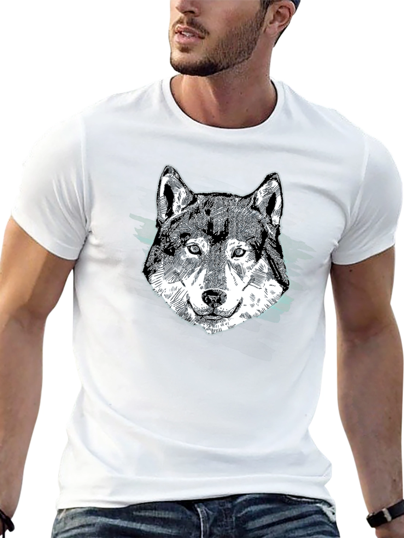Wolf Graphic Print Black T-Shirt
