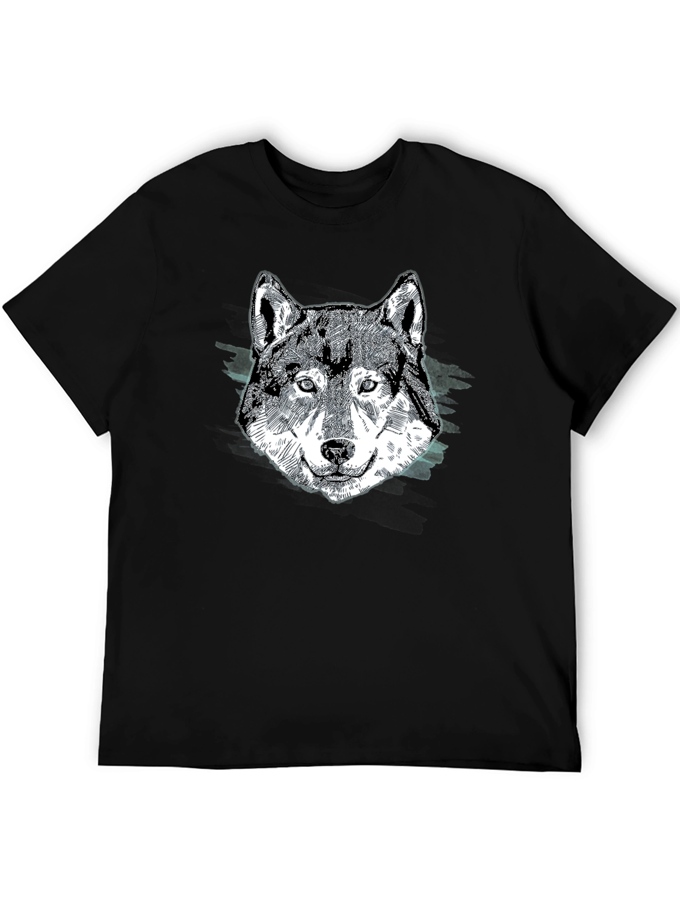 Wolf Graphic Print Black T-Shirt