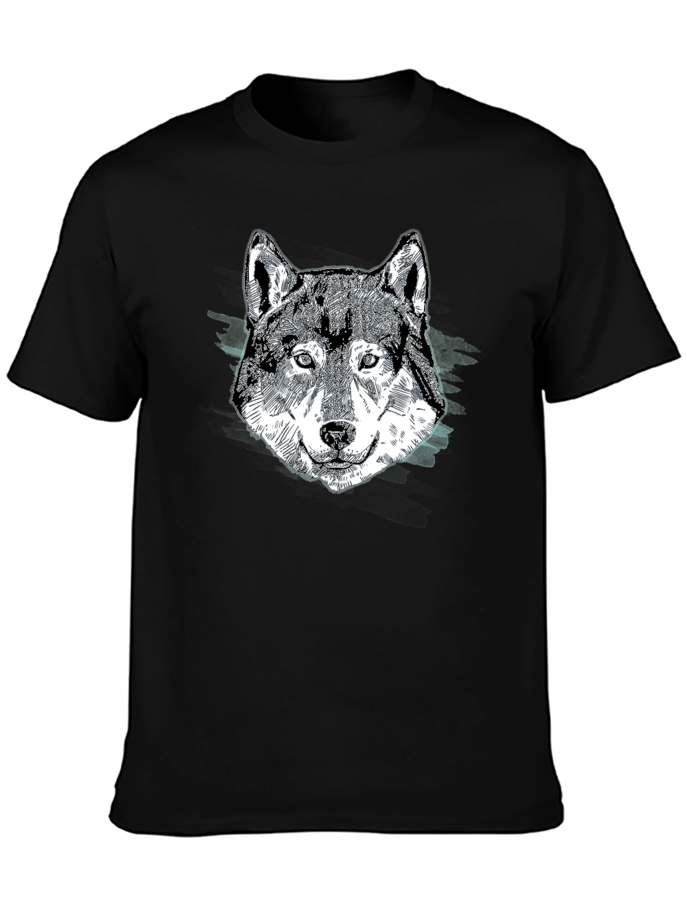 Wolf Graphic Print Black T-Shirt