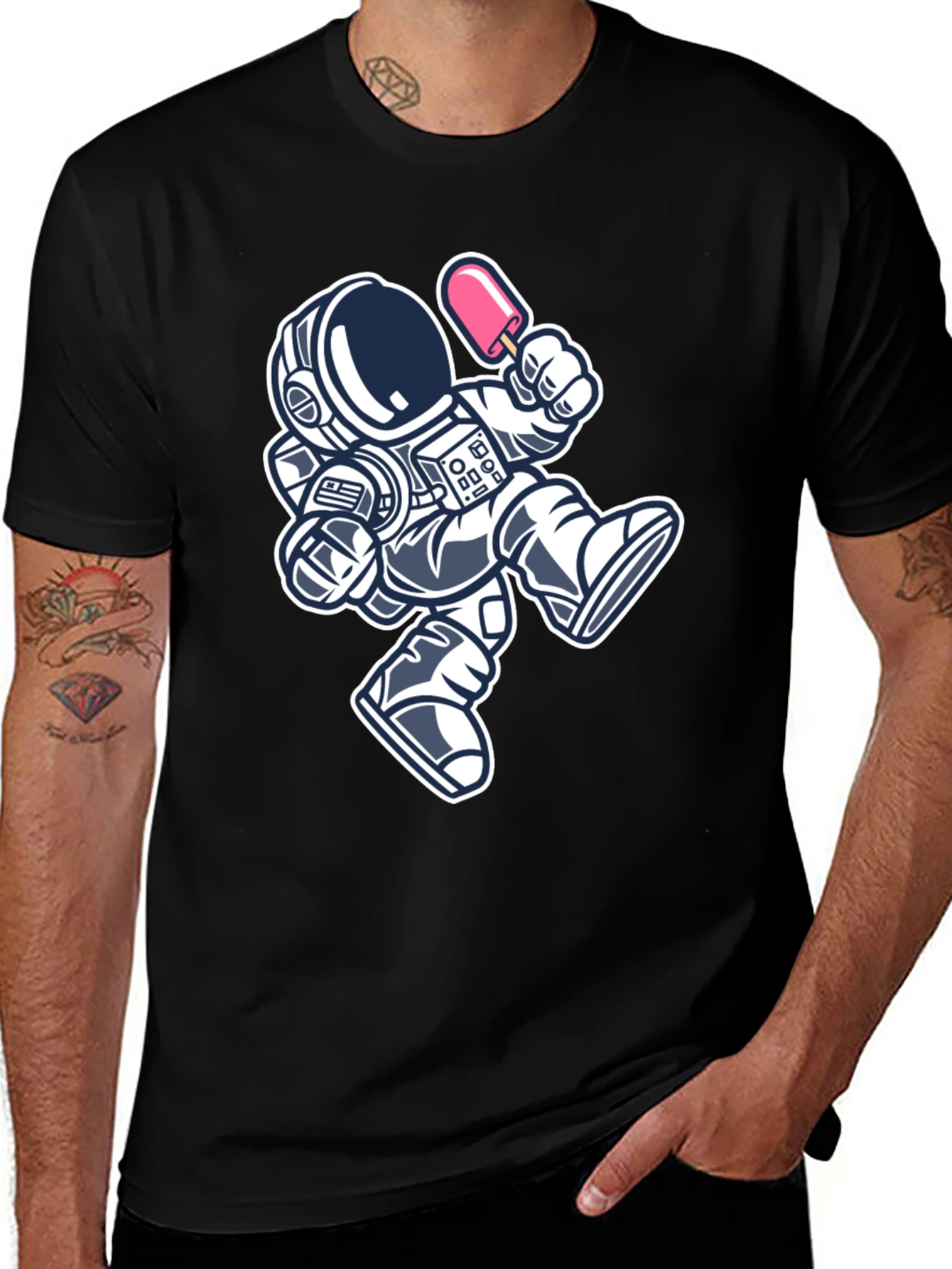 Astronaut Ice Cream Black T-Shirt